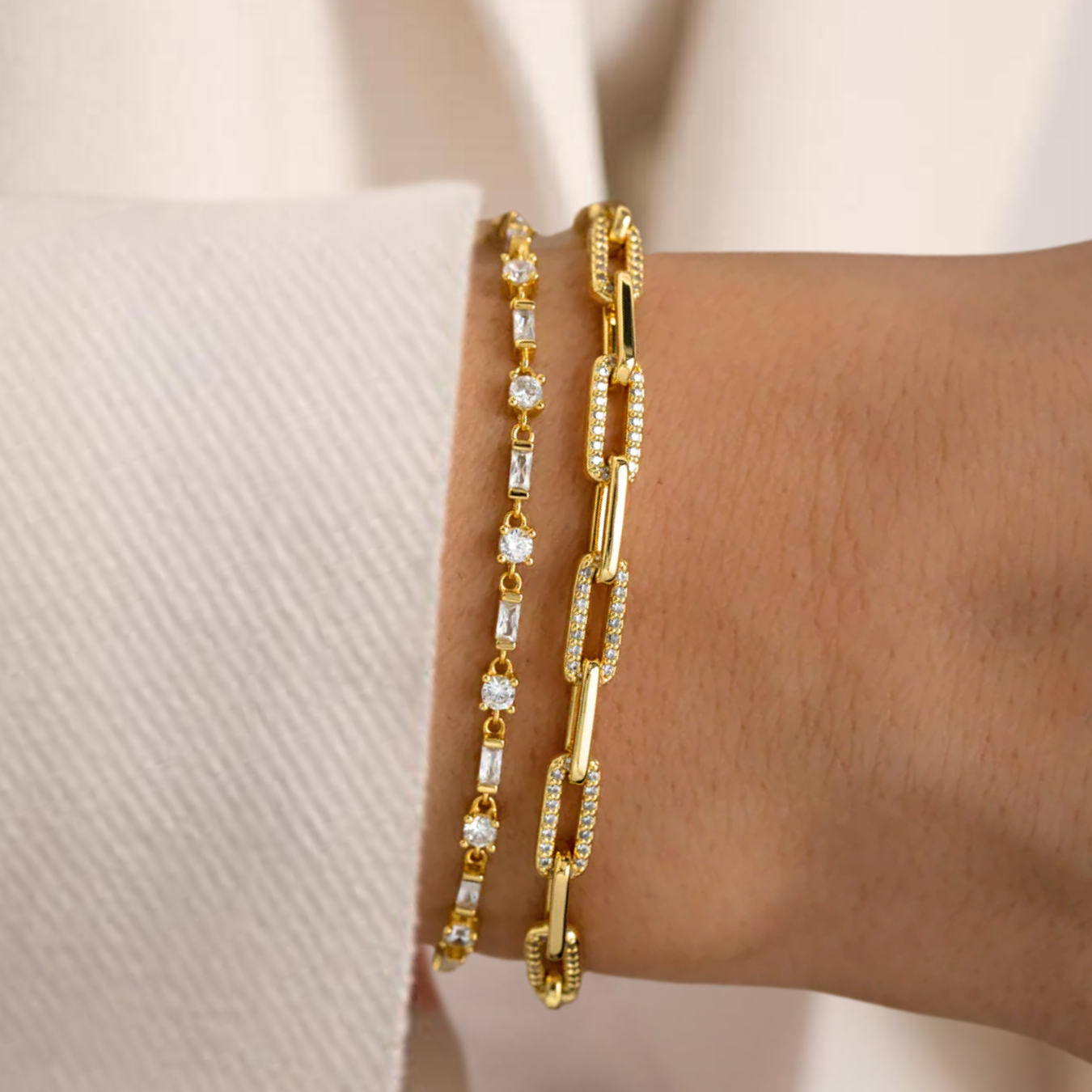  Paperclip Bracelet with Diamond Links