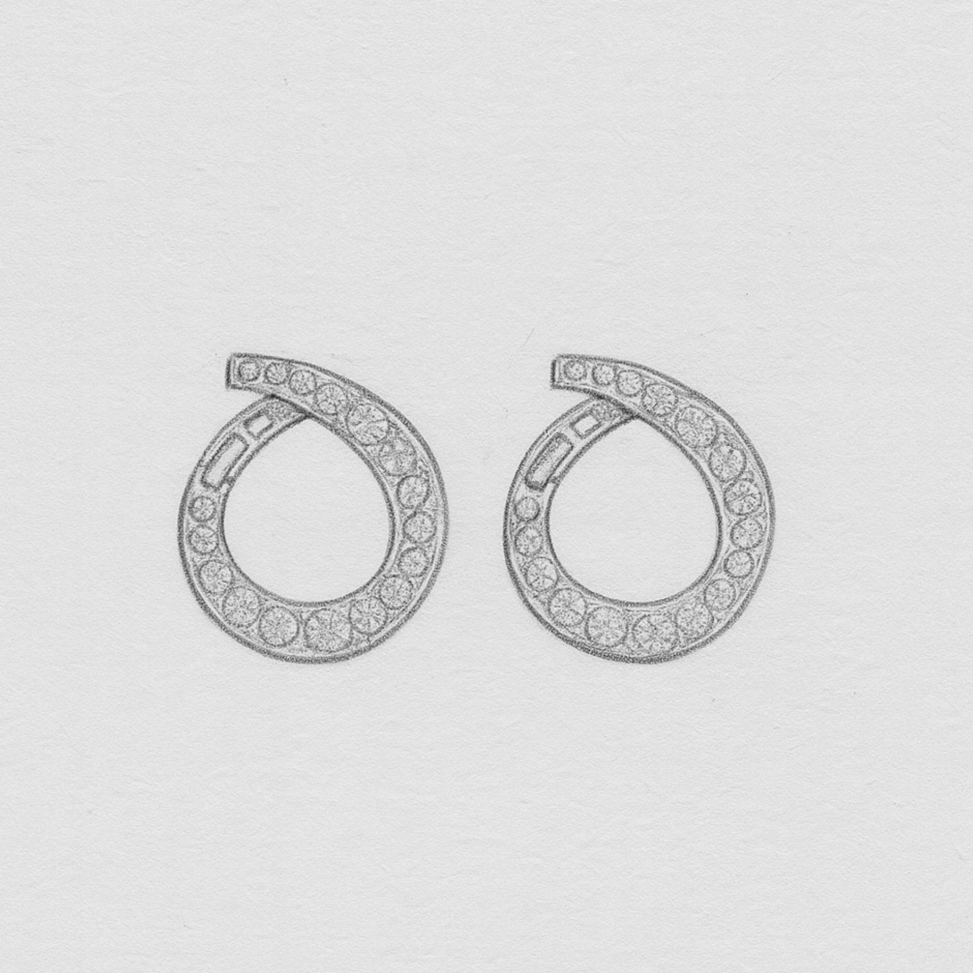 14K Gold Lab-Grown Diamond Hoop Huggie Earrings Pavé Set