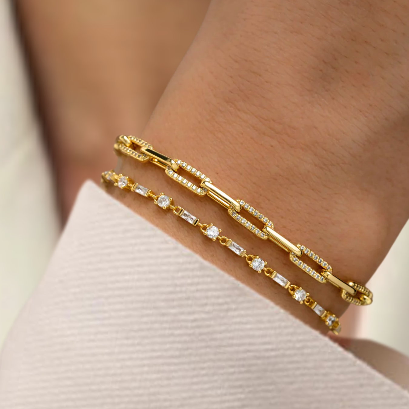  Paperclip Bracelet with Diamond Links
