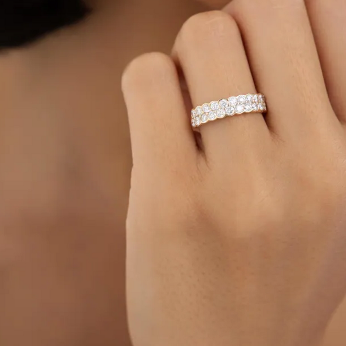 1.25CT Half Eternity Lab Grown Diamond Band, 14K Gold Wedding Band