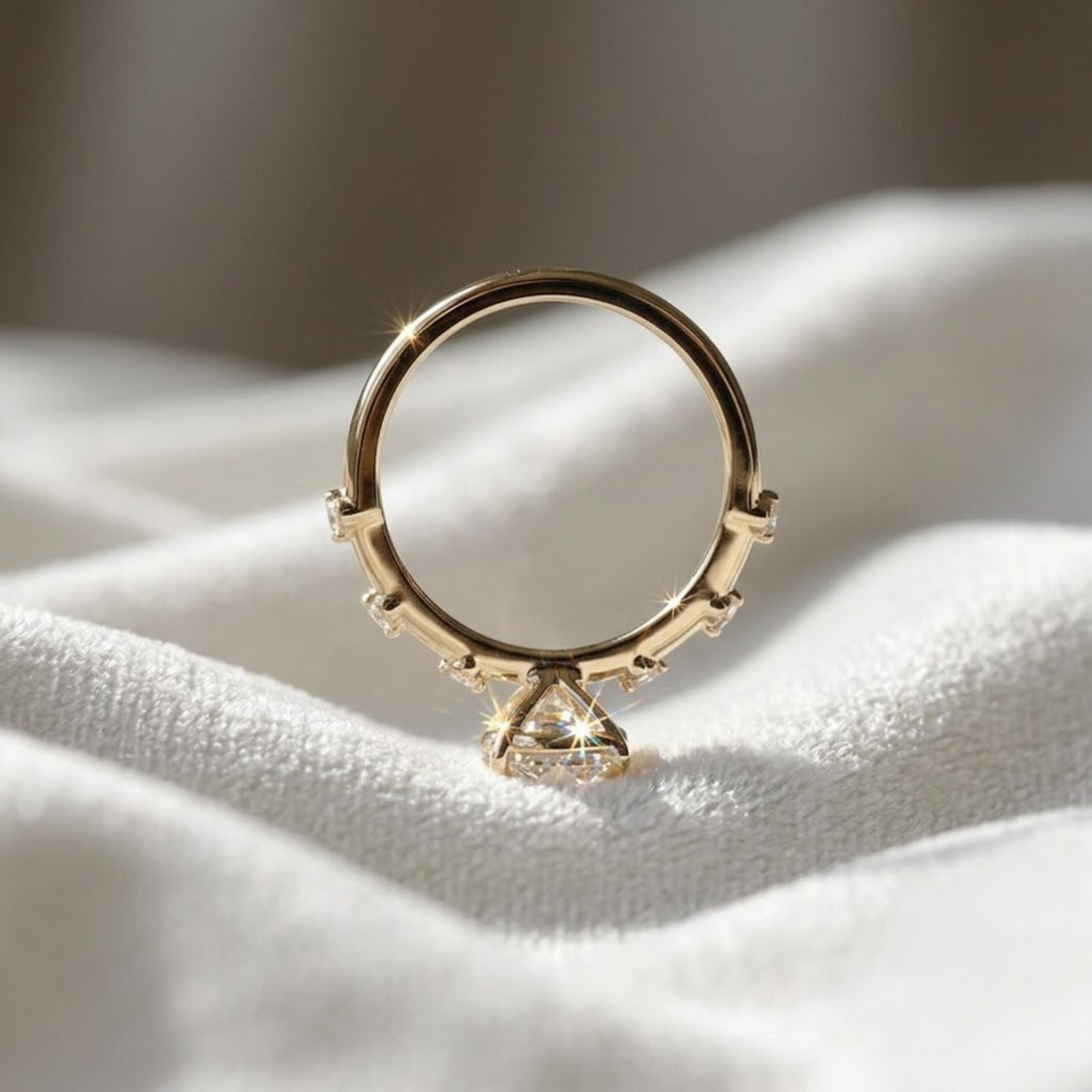 14K Gold 2 CT Oval Diamond Thin Elongated Oval Diamond Ring