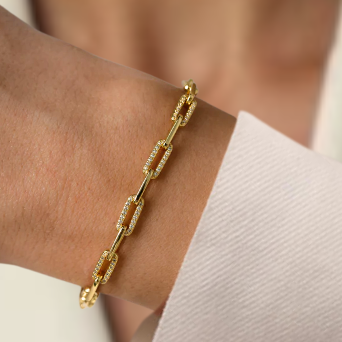  Paperclip Bracelet with Diamond Links
