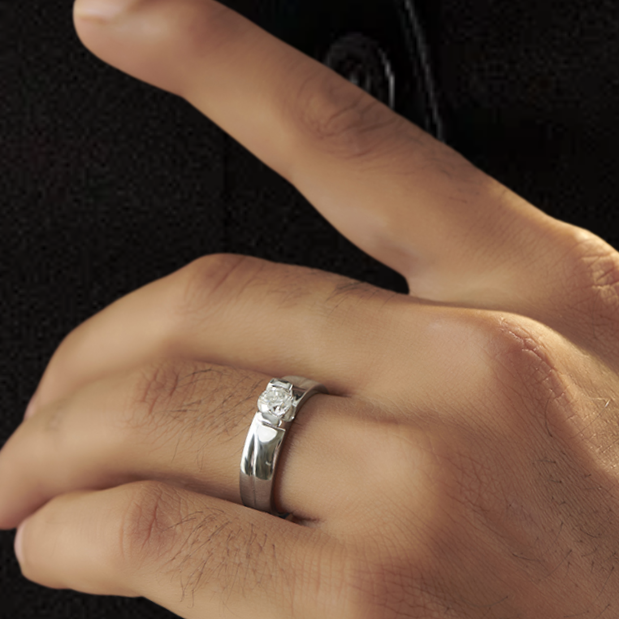 14K Gold Round Solitaire Cut Lab Grown Diamond Men's Ring