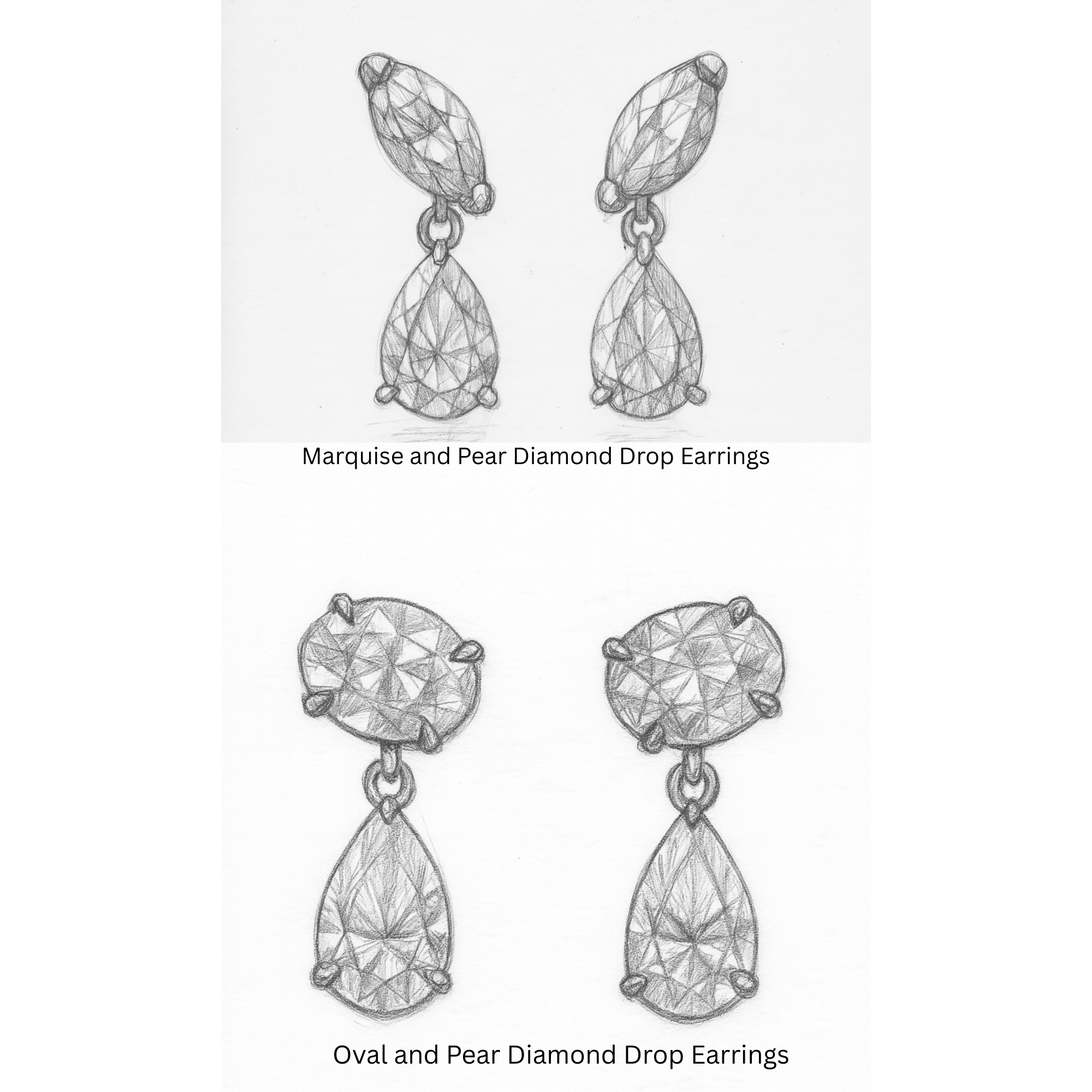  Marquise & Pear Shape Lab Grown Diamond Dangling Earrings