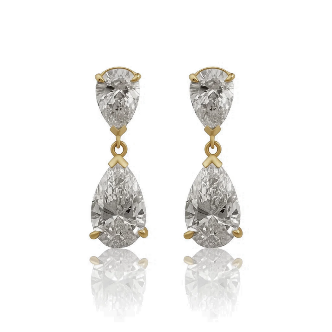 2.2 Carat Mini Dainty Pear Diamond Drop Dangle Earrings Exquisite ART DECO Style 14K GOLD
