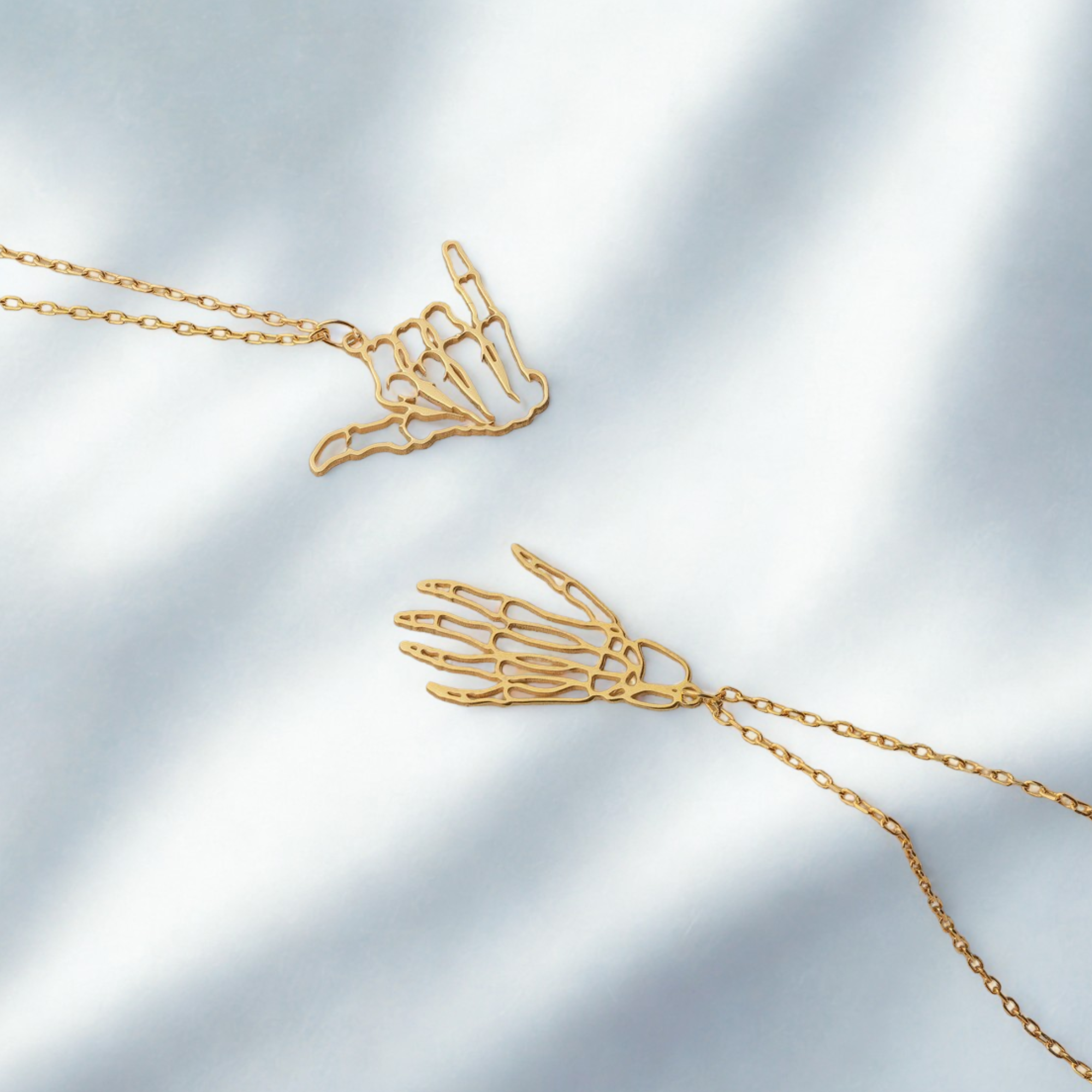Skeleton Necklace, Hand Signs
