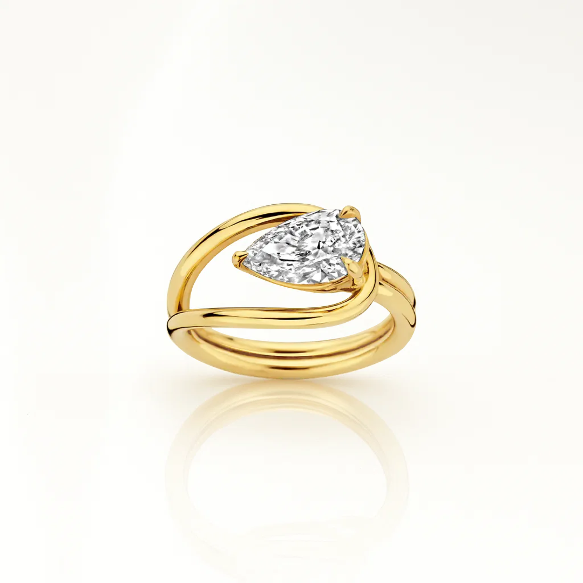 14K Gold Pear Cut Lab Grown Diamond Ring
