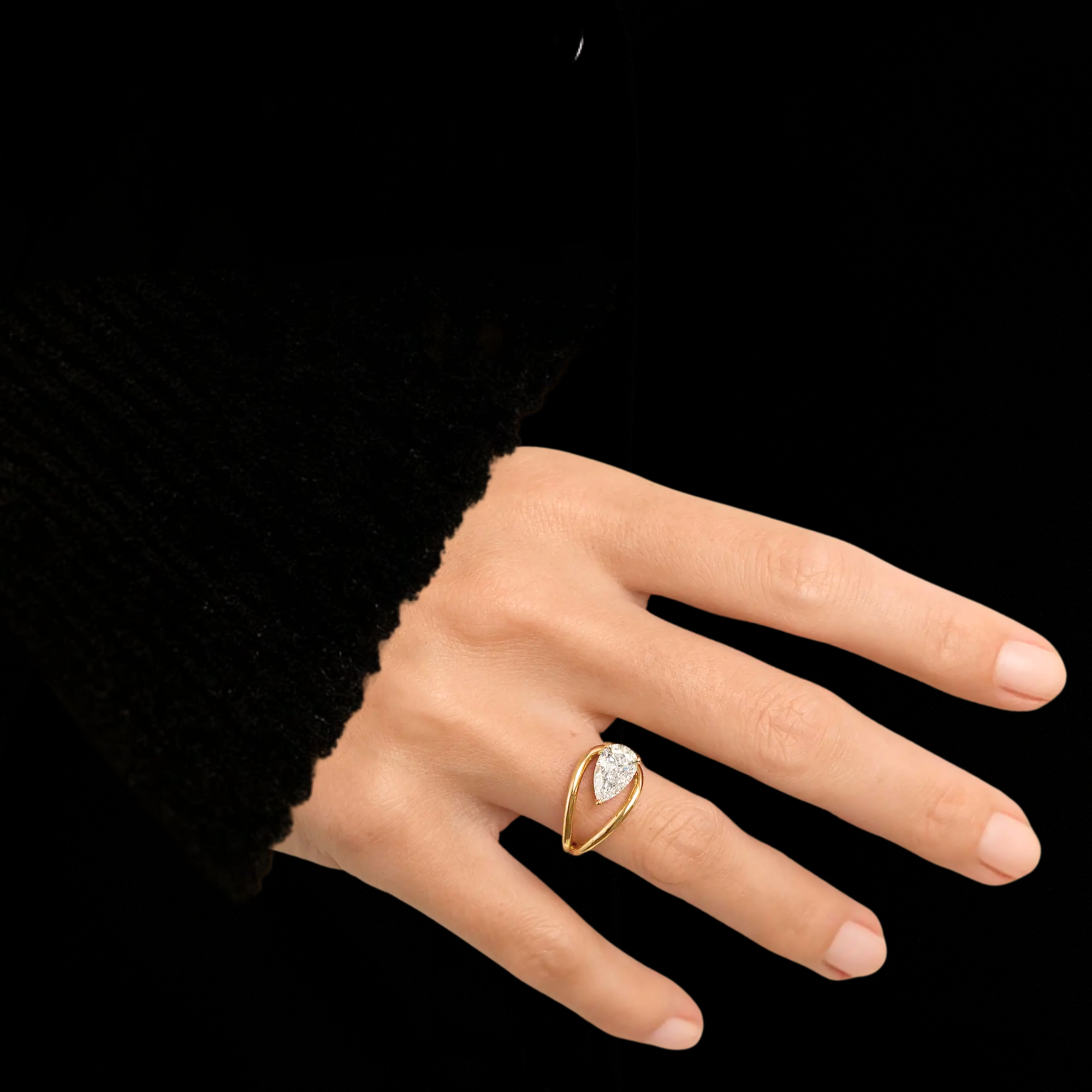 14K Gold Pear Cut Lab Grown Diamond Ring