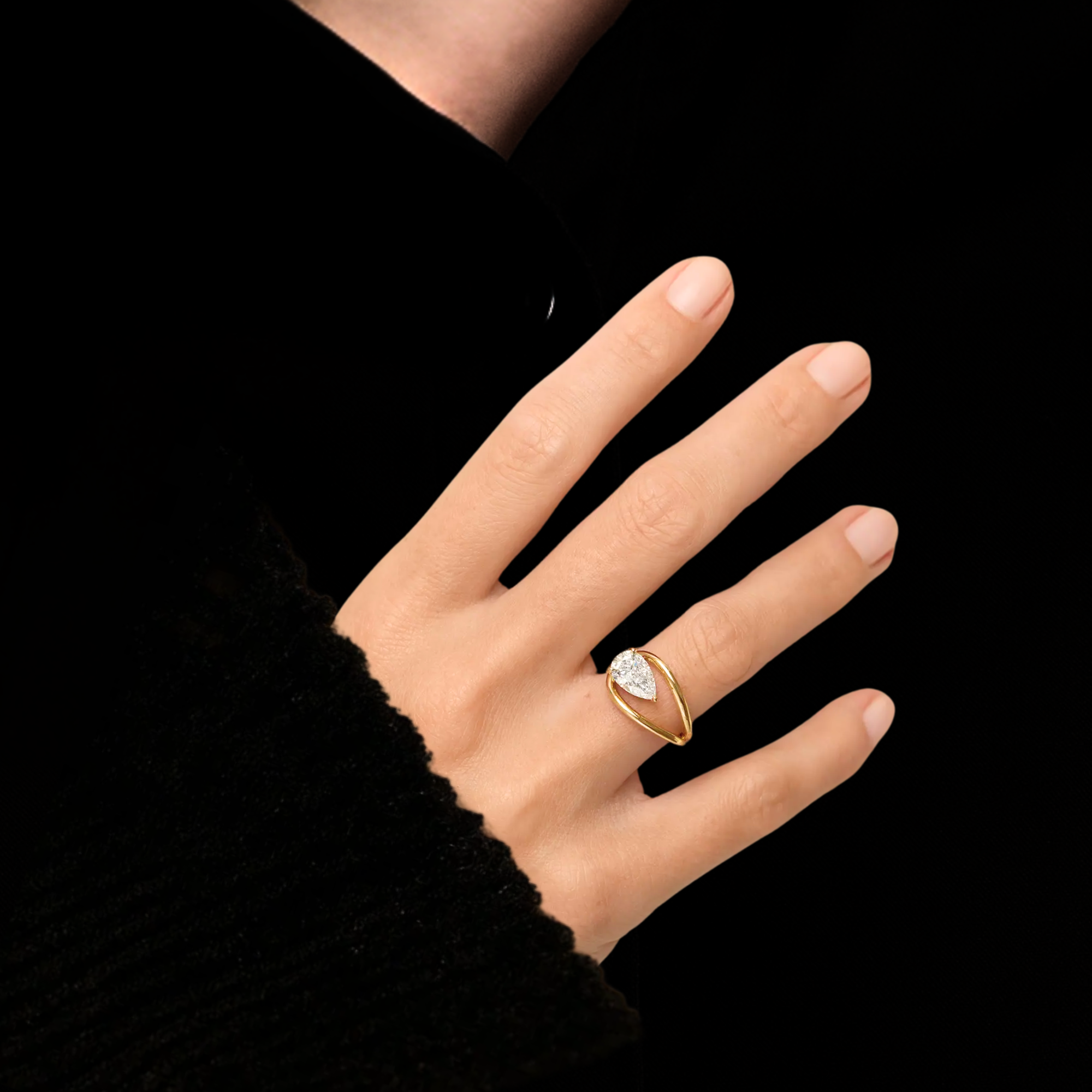 14K Gold Pear Cut Lab Grown Diamond Ring