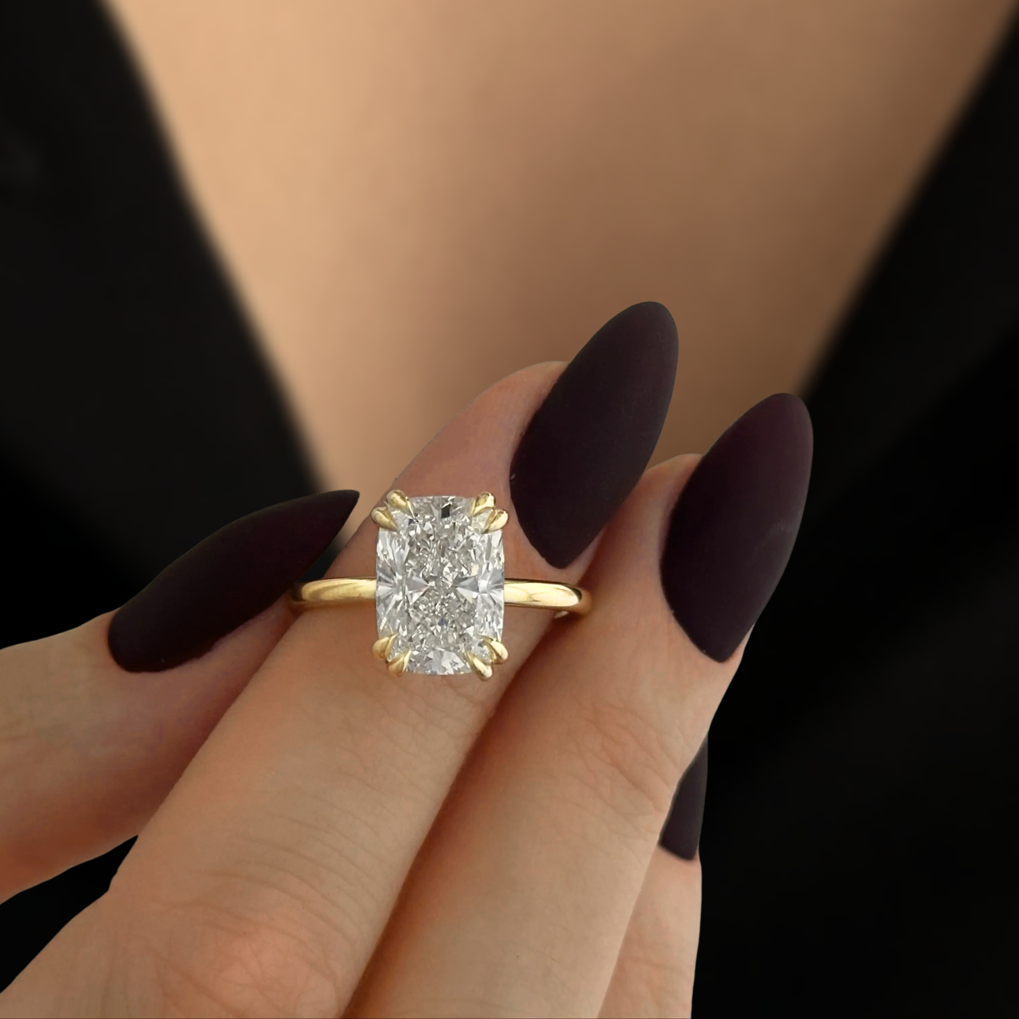 4 Carat Cushion Lab Grown Diamond 14K Gold Engagement Ring