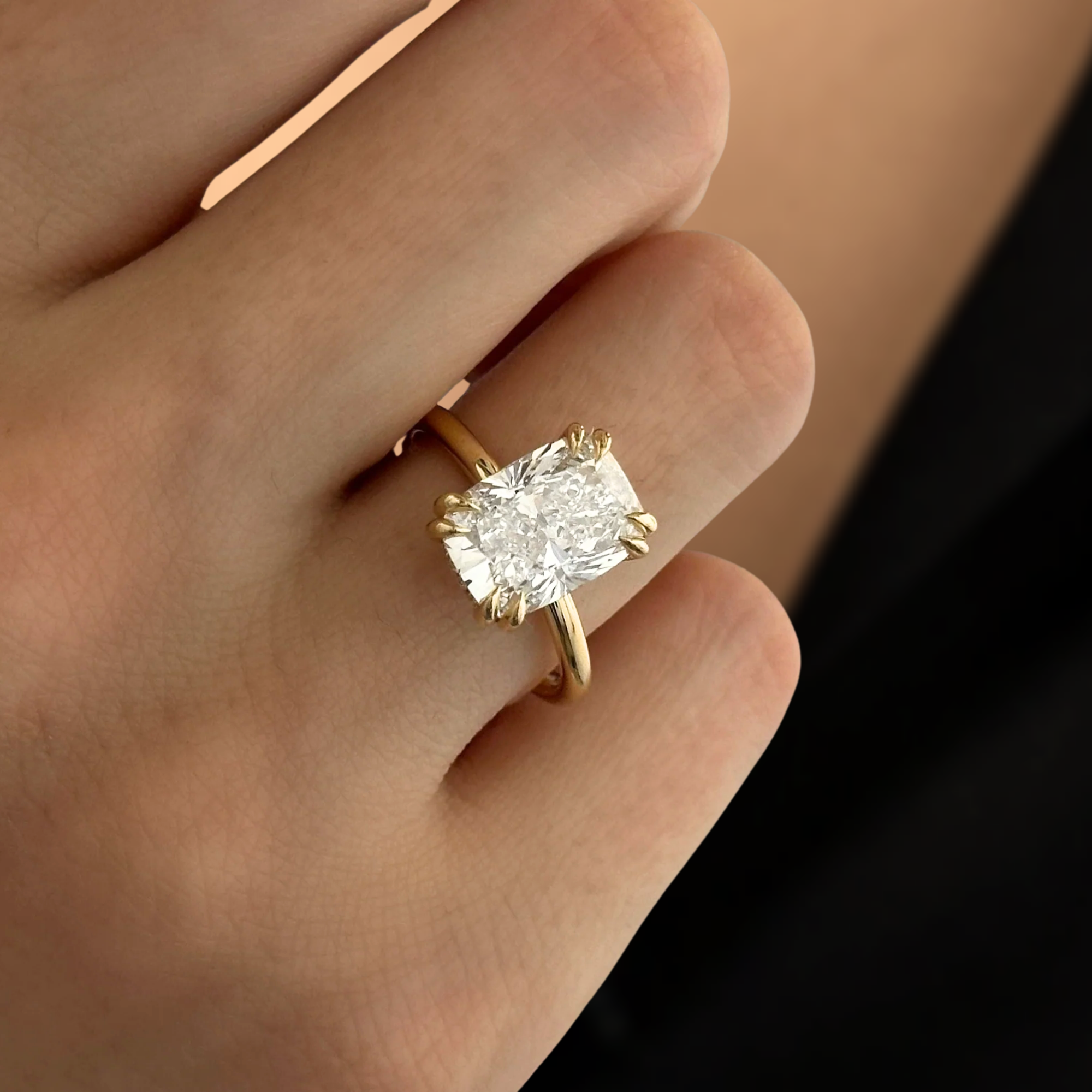 4 Carat Cushion Lab Grown Diamond 14K Gold Engagement Ring