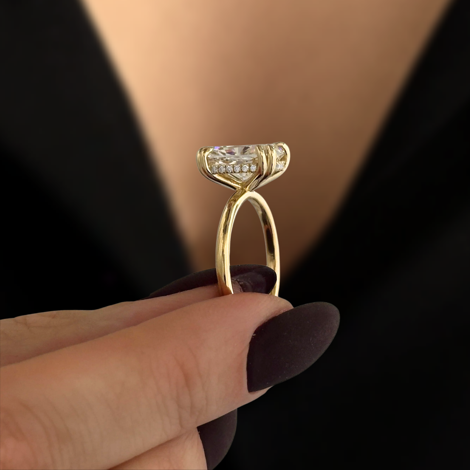 4 Carat Cushion Lab Grown Diamond 14K Gold Engagement Ring