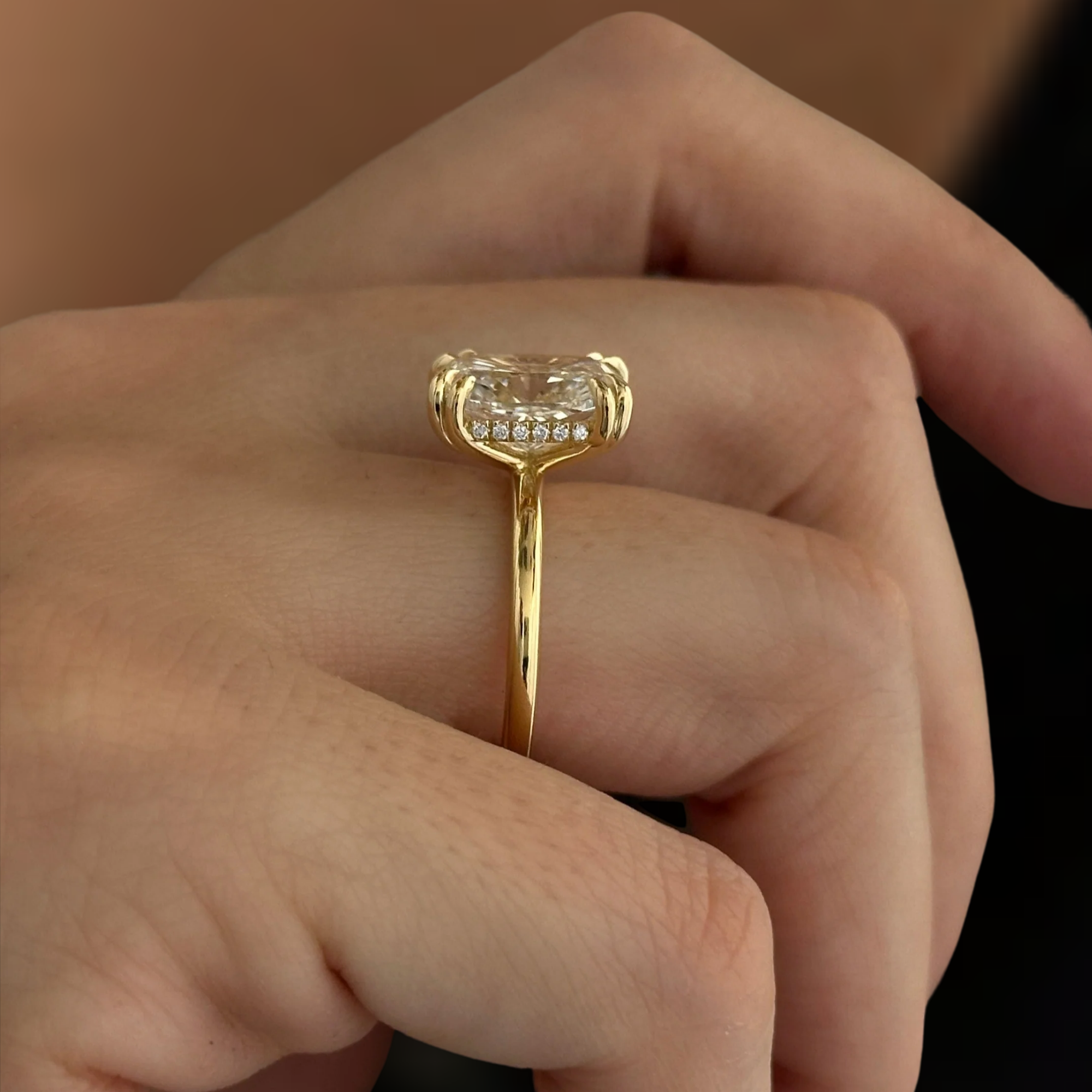 4 Carat Cushion Lab Grown Diamond 14K Gold Engagement Ring
