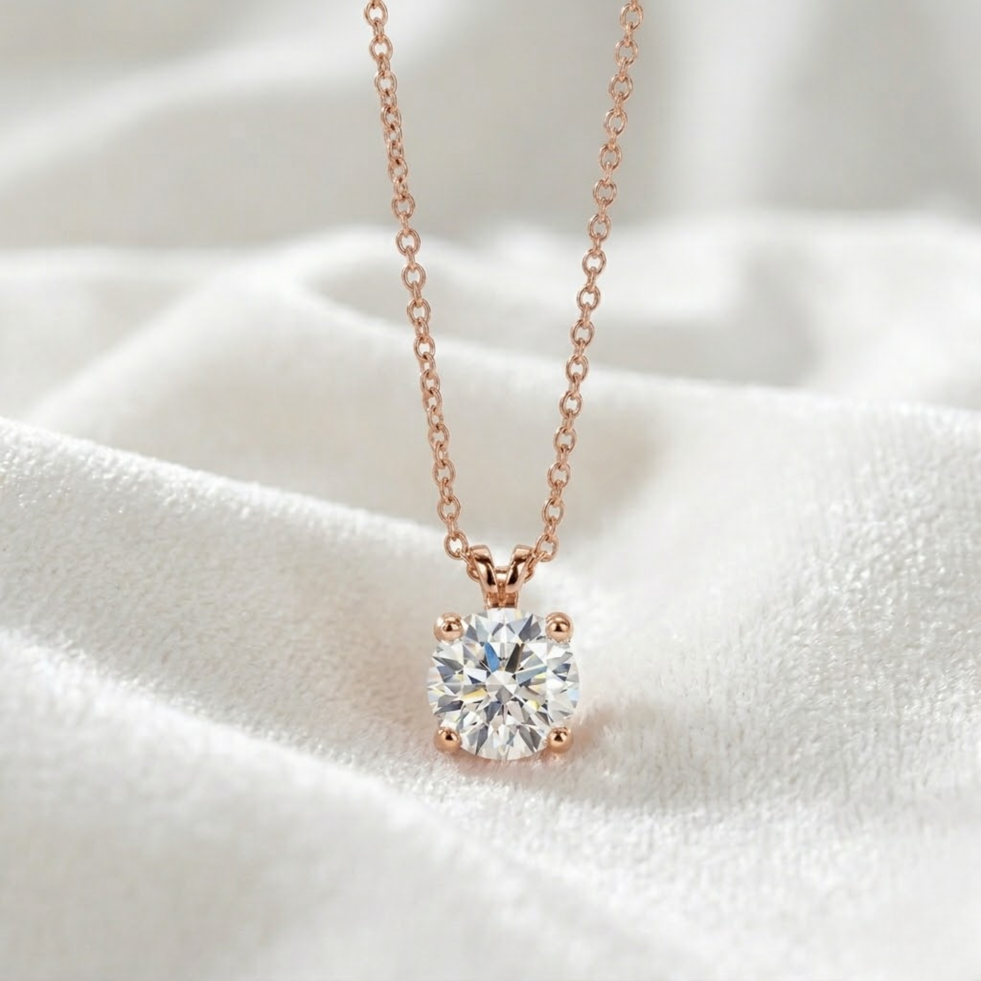14K White Gold 1.70 Carat Solitaire Lab Grown Diamond Pendant Necklace