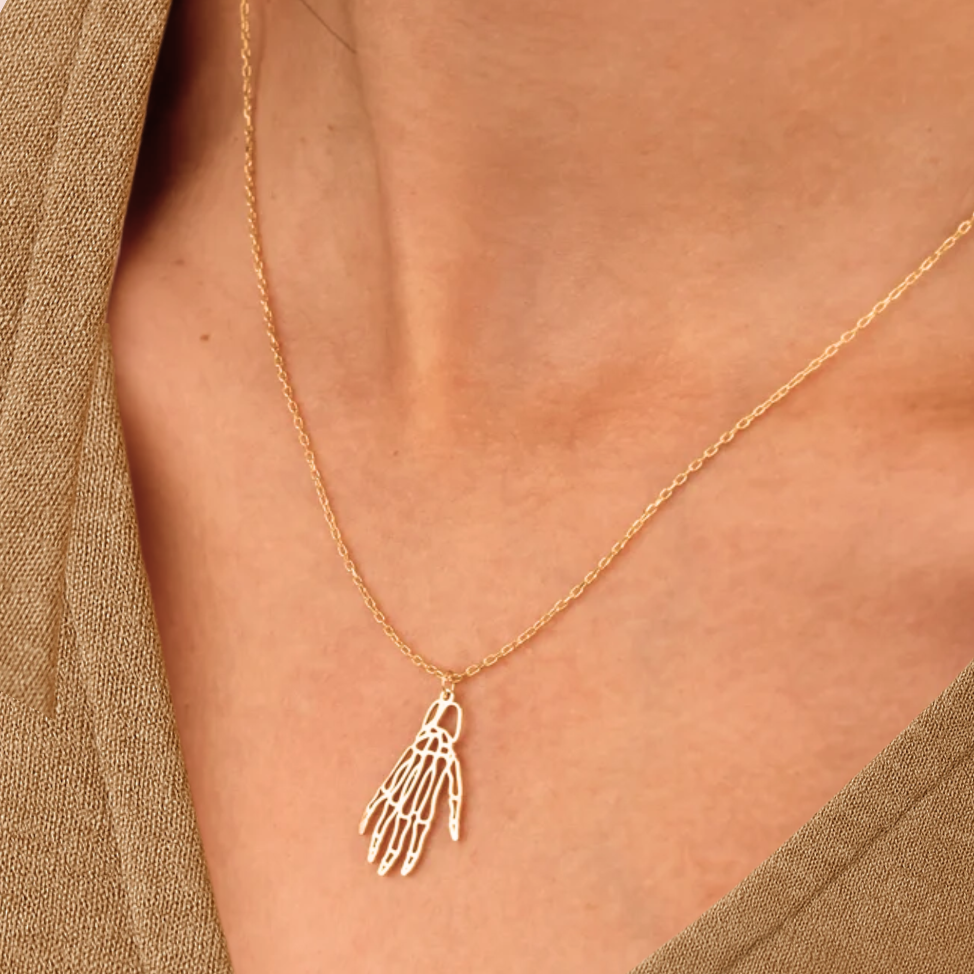 Skeleton Necklace, Hand Signs