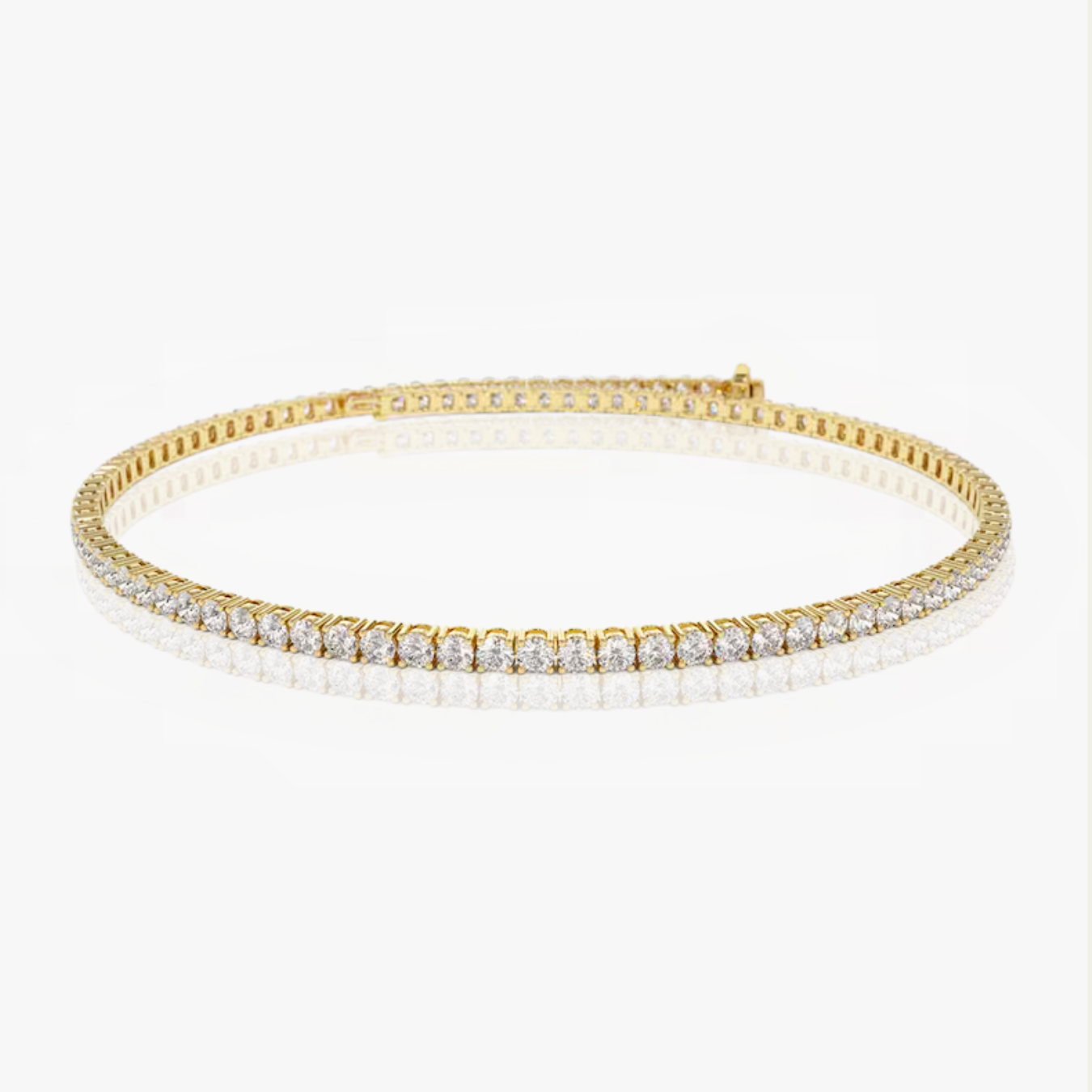 14K Lab Grown Diamond Tennis Bracelet, 14K Gold Round Diamond Pave Tennis Bracelet