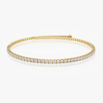 14K Lab Grown Diamond Tennis Bracelet, 14K Gold Round Diamond Pave Tennis Bracelet