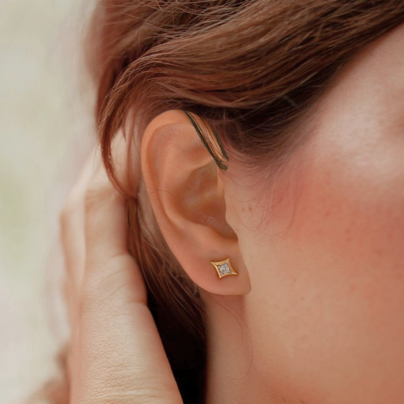 14k Solid Gold North Star Stud Earring Tiny Star Cartilage Earring Celestial Earring Star Helix Studs