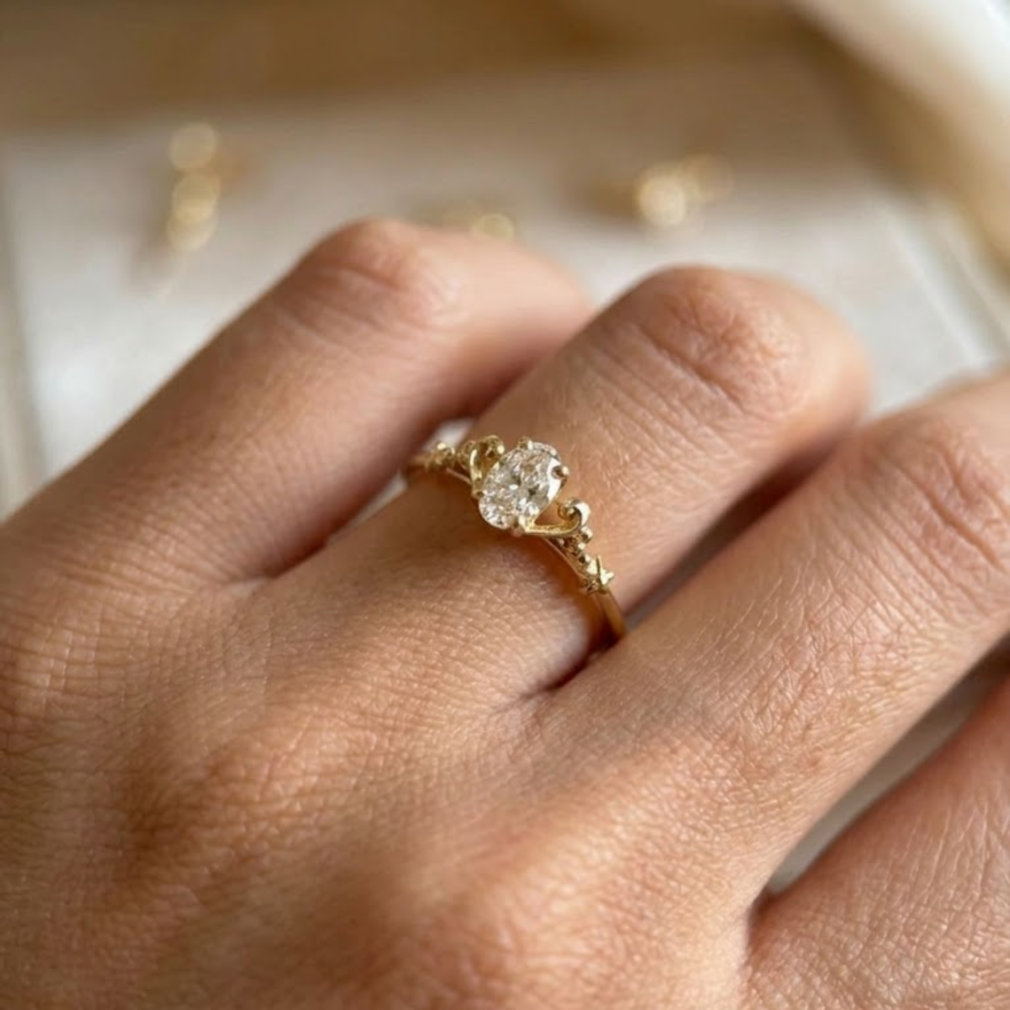 Oval Lab Grown Diamond Ring | 14K 18K Gold Venus Ring