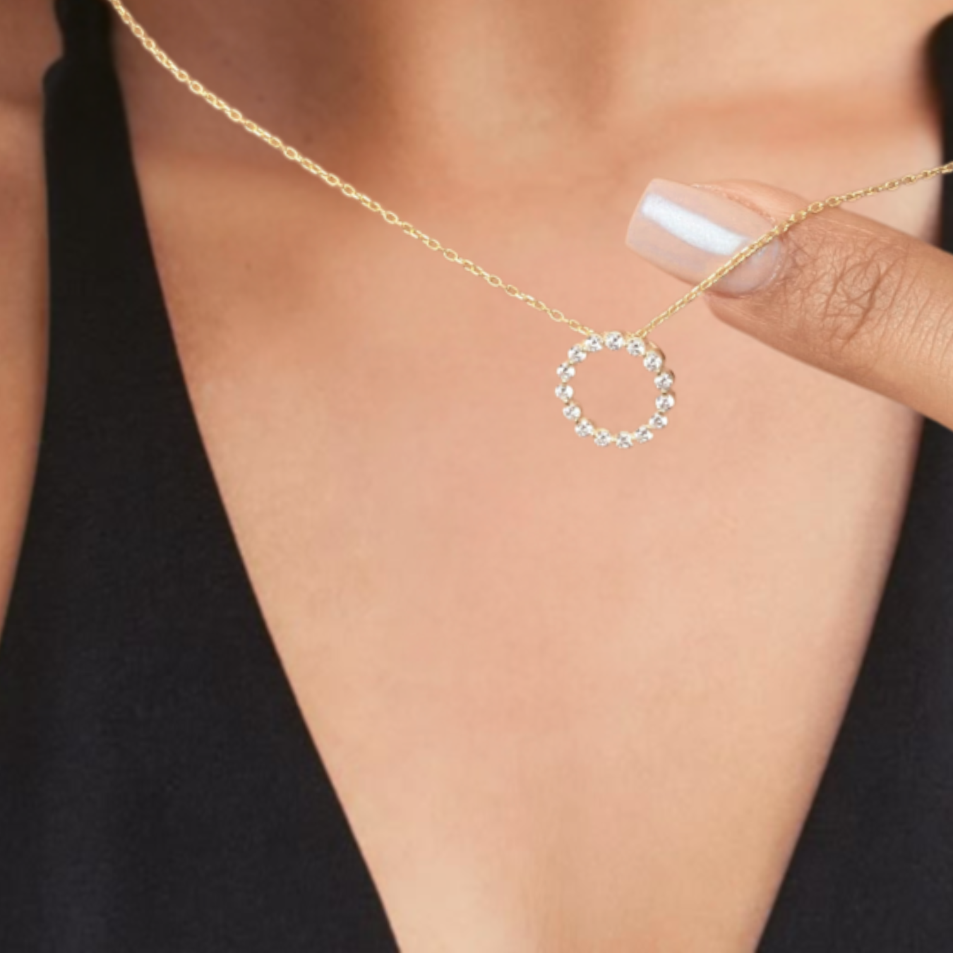 14K Diamond Circle Necklace 0.50 ctw 14k Gold, Diamond Circle of Life Charm