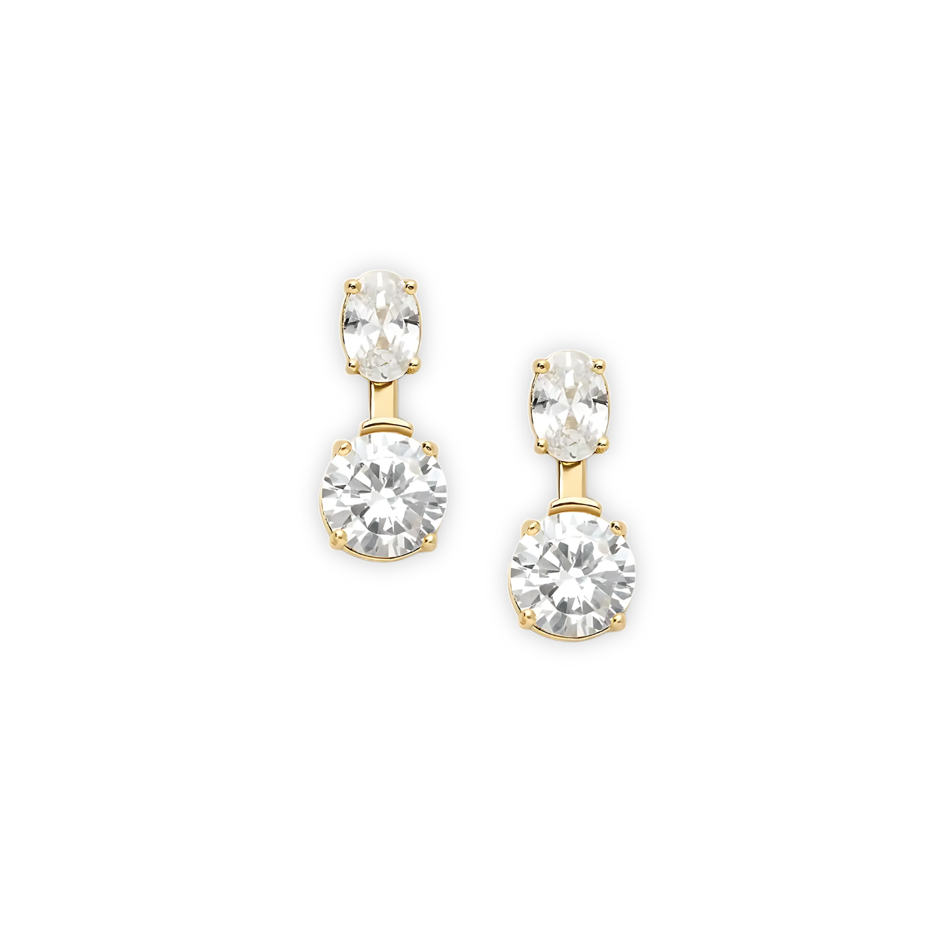 1.50 Carat Oval & Round Lab Grown Diamond 14K Gold Drop Earrings