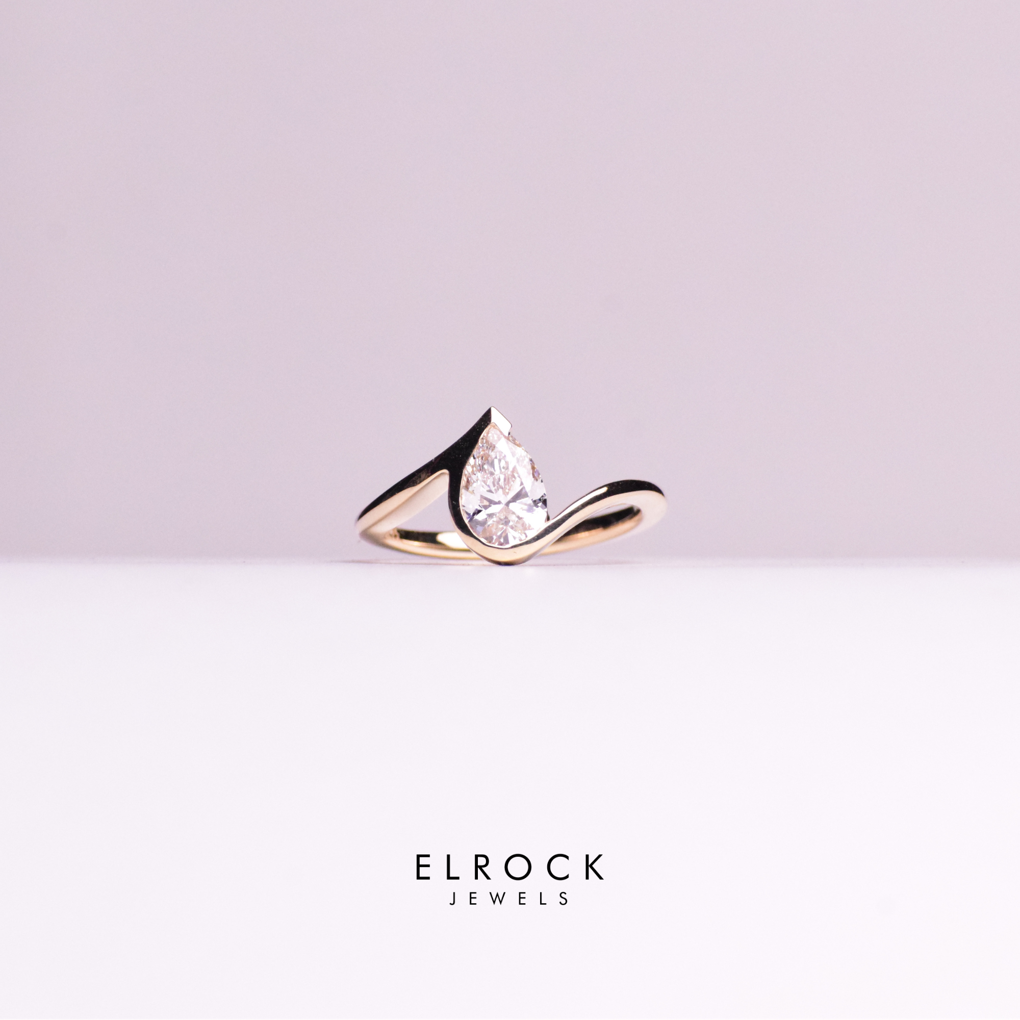 14K Gold Pear Cut Lab Grown Diamond Engagement Ring
