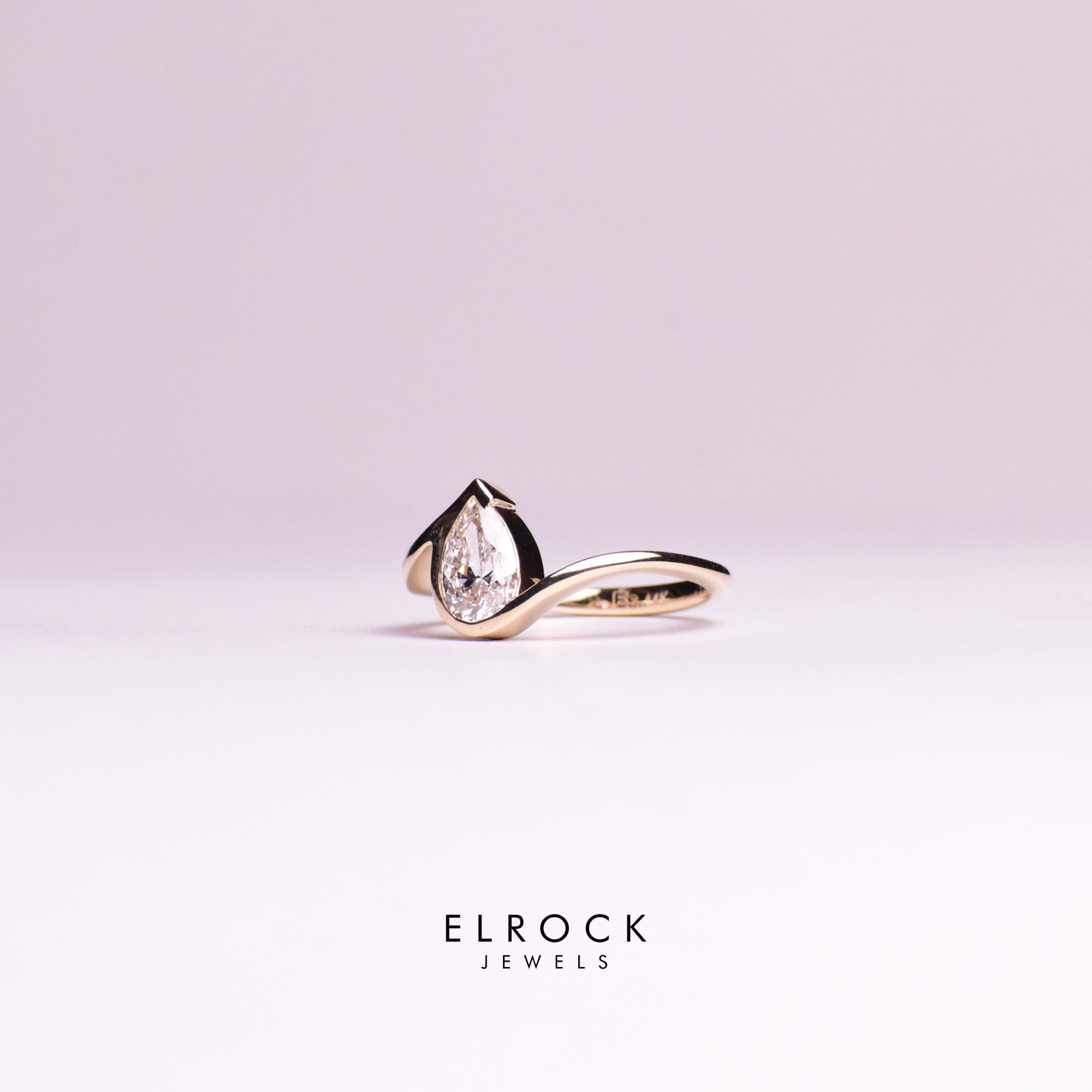 14K Gold Pear Cut Lab Grown Diamond Engagement Ring