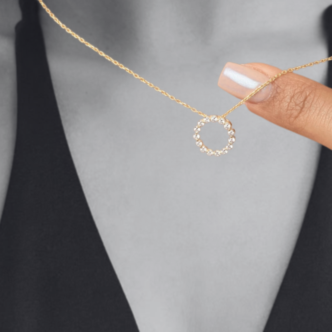 14K Diamond Circle Necklace 0.50 ctw 14k Gold, Diamond Circle of Life Charm