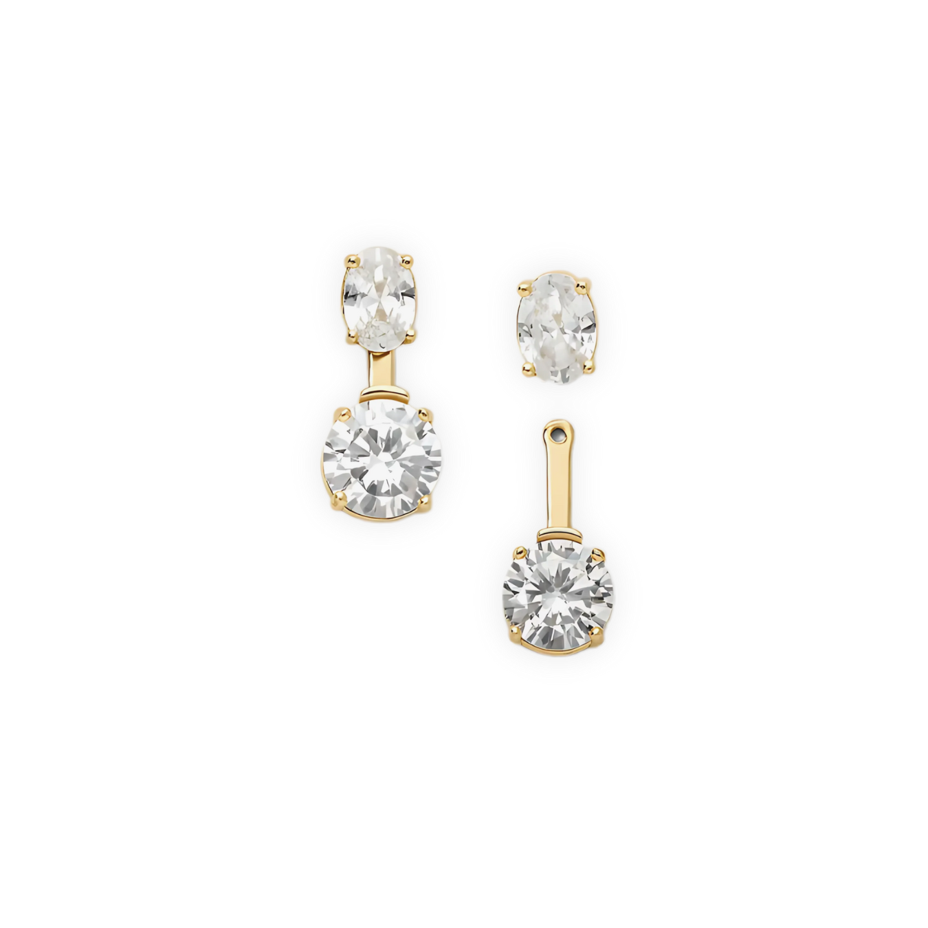1.50 Carat Oval & Round Lab Grown Diamond 14K Gold Drop Earrings