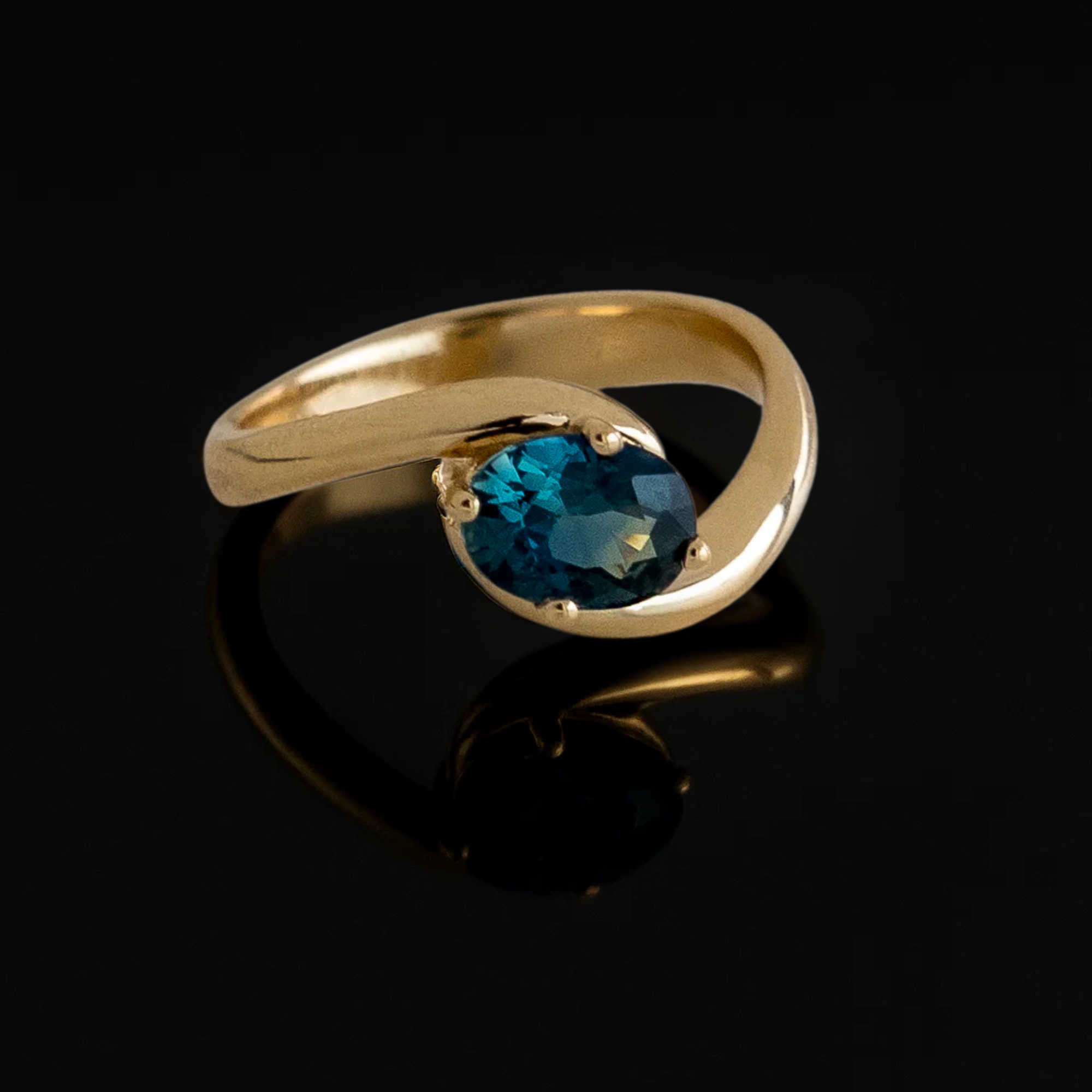 14K Blue Sapphire Engagement Ring