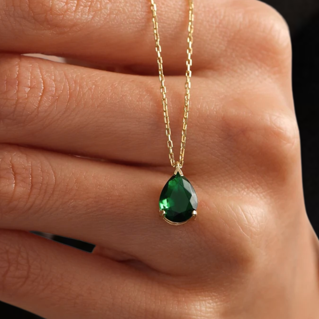  Emerald Green Necklace, May Birthstone Pendant