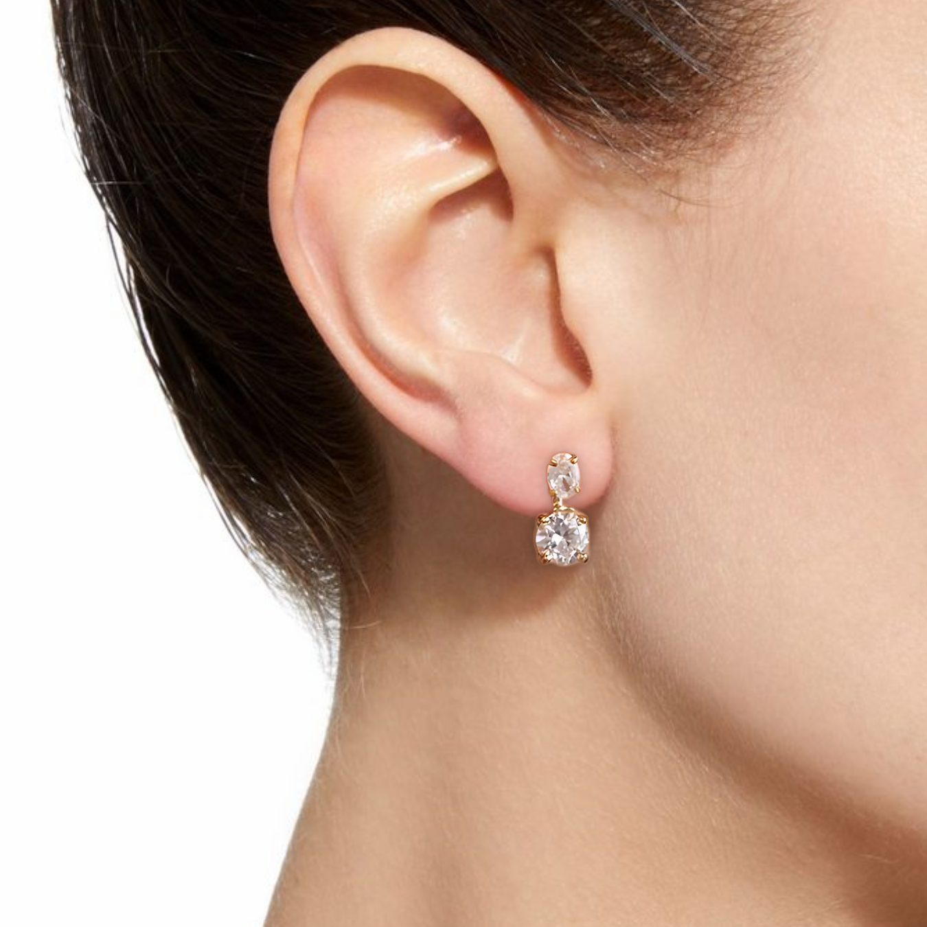 1.50 Carat Oval & Round Lab Grown Diamond 14K Gold Drop Earrings