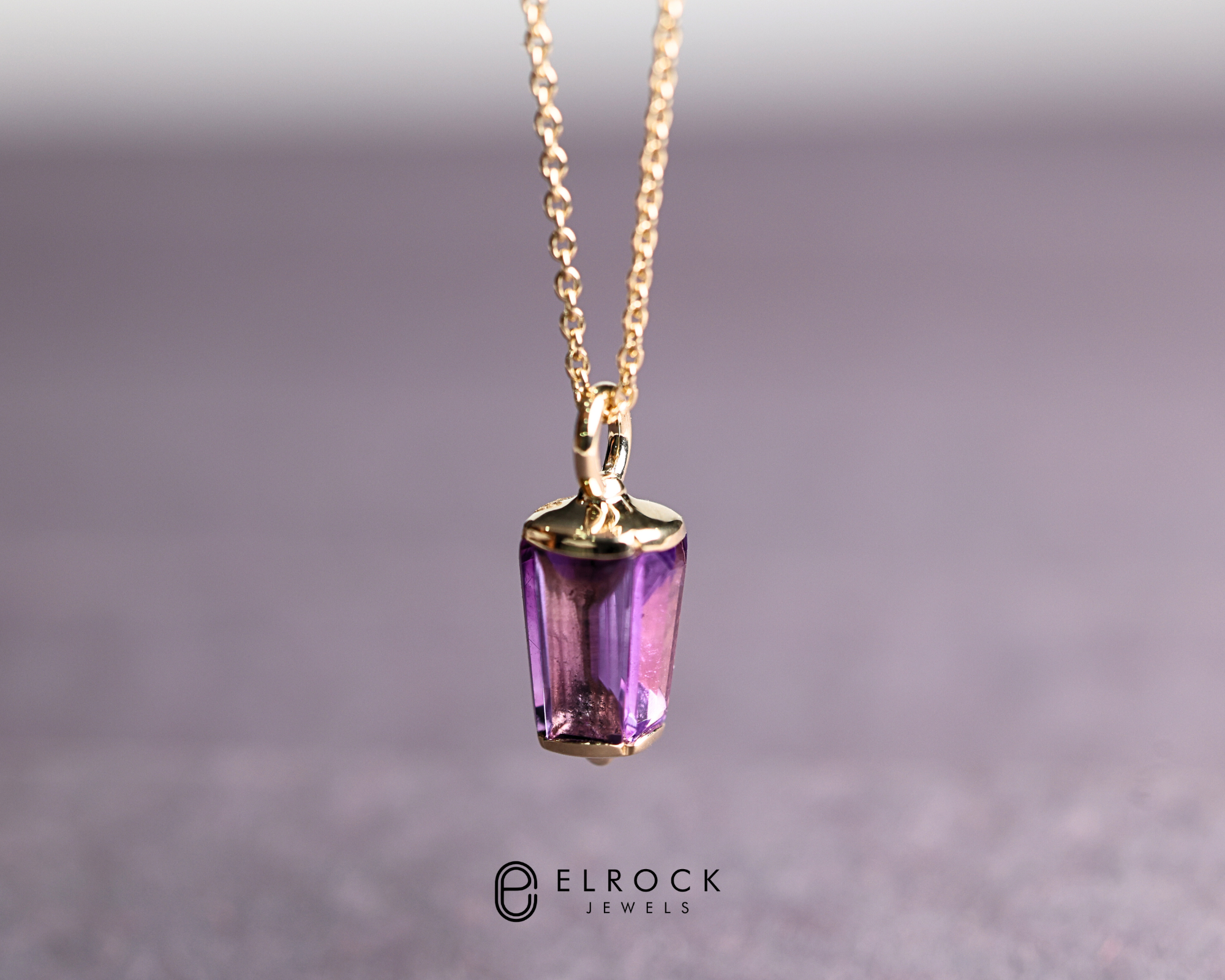 14K Gold Sapphire Pendant Dainty Lilac Sapphire Gemstone Pendant in Gold