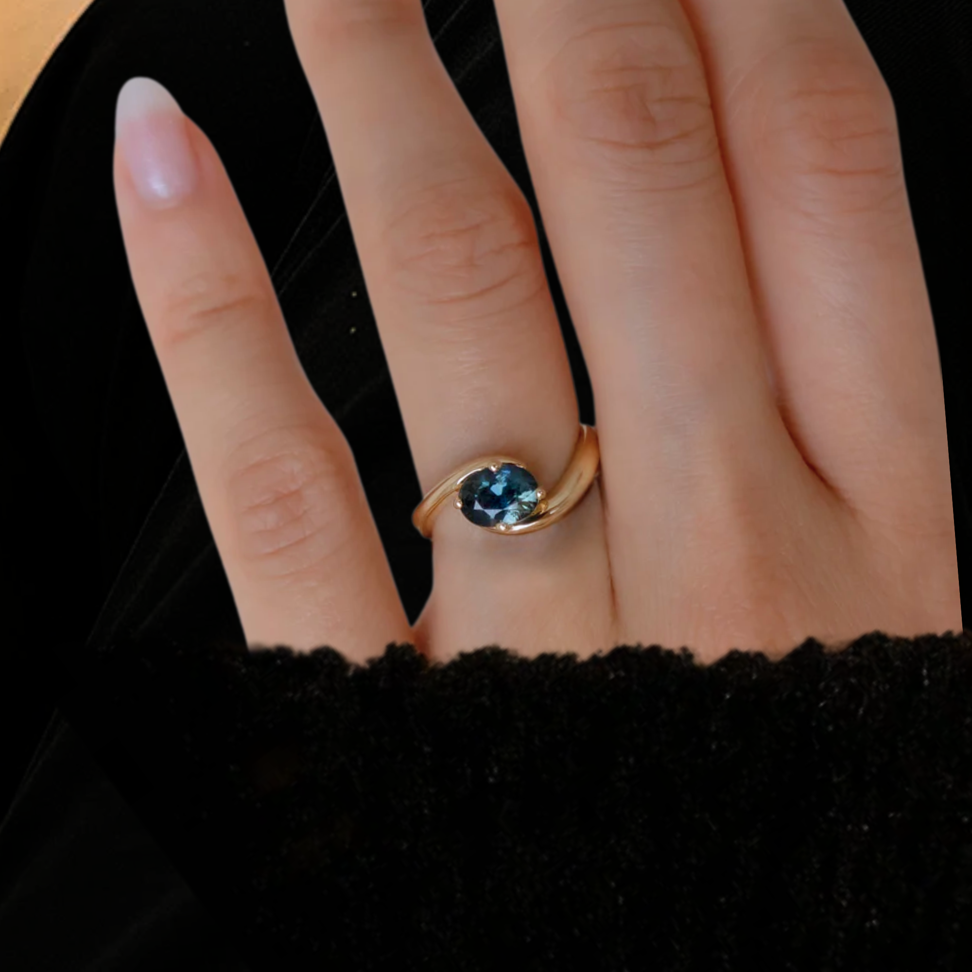 14K Blue Sapphire Engagement Ring