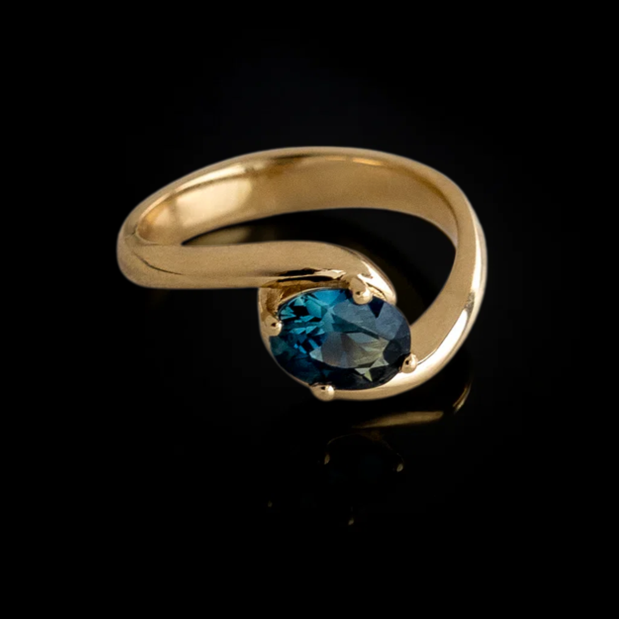 14K Blue Sapphire Engagement Ring