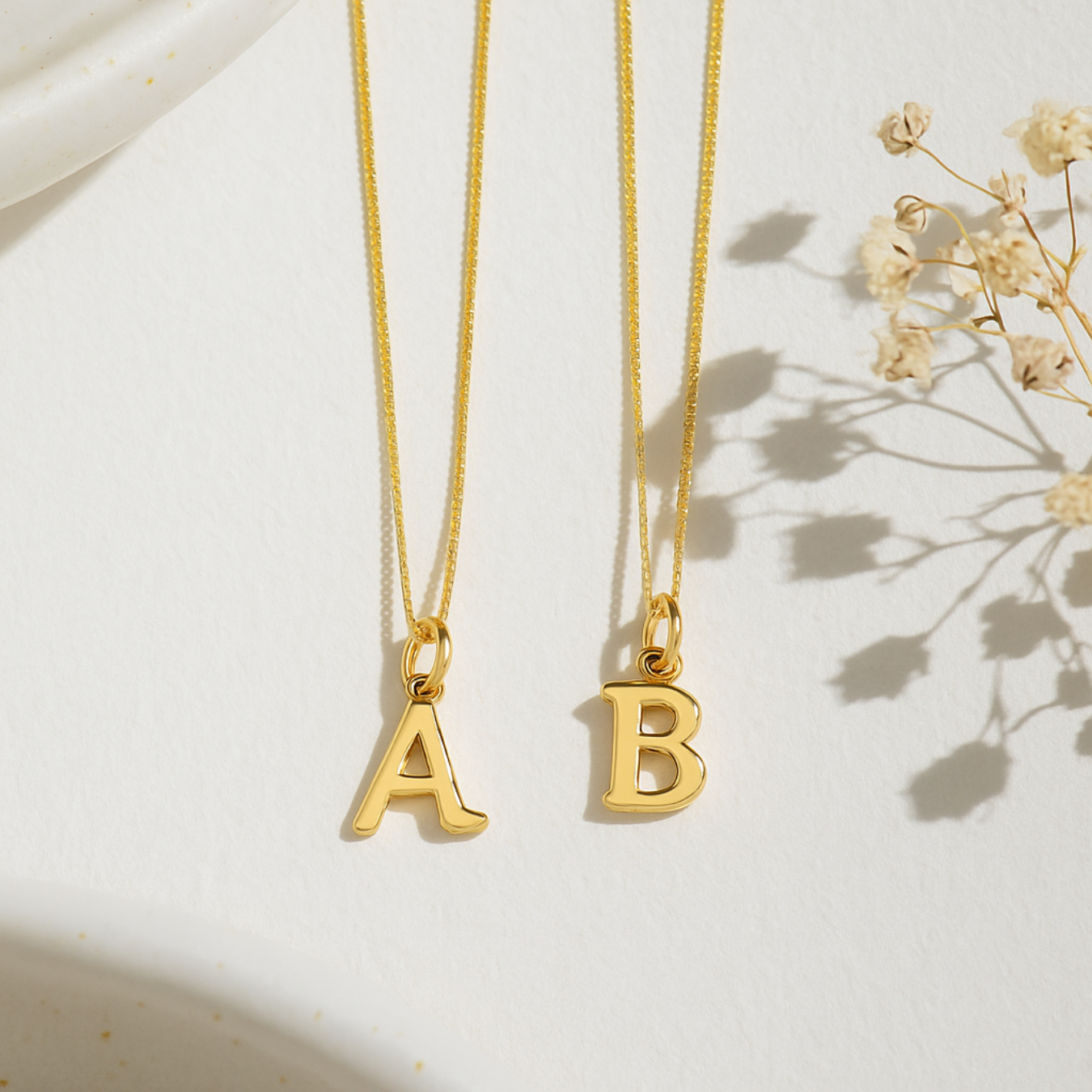  Gold Initial Necklace, Letter Necklace