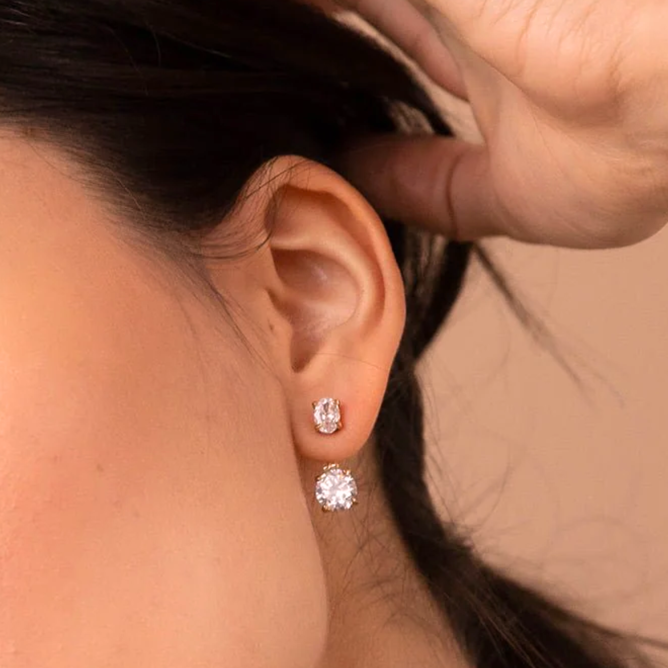 1.50 Carat Oval & Round Lab Grown Diamond 14K Gold Drop Earrings