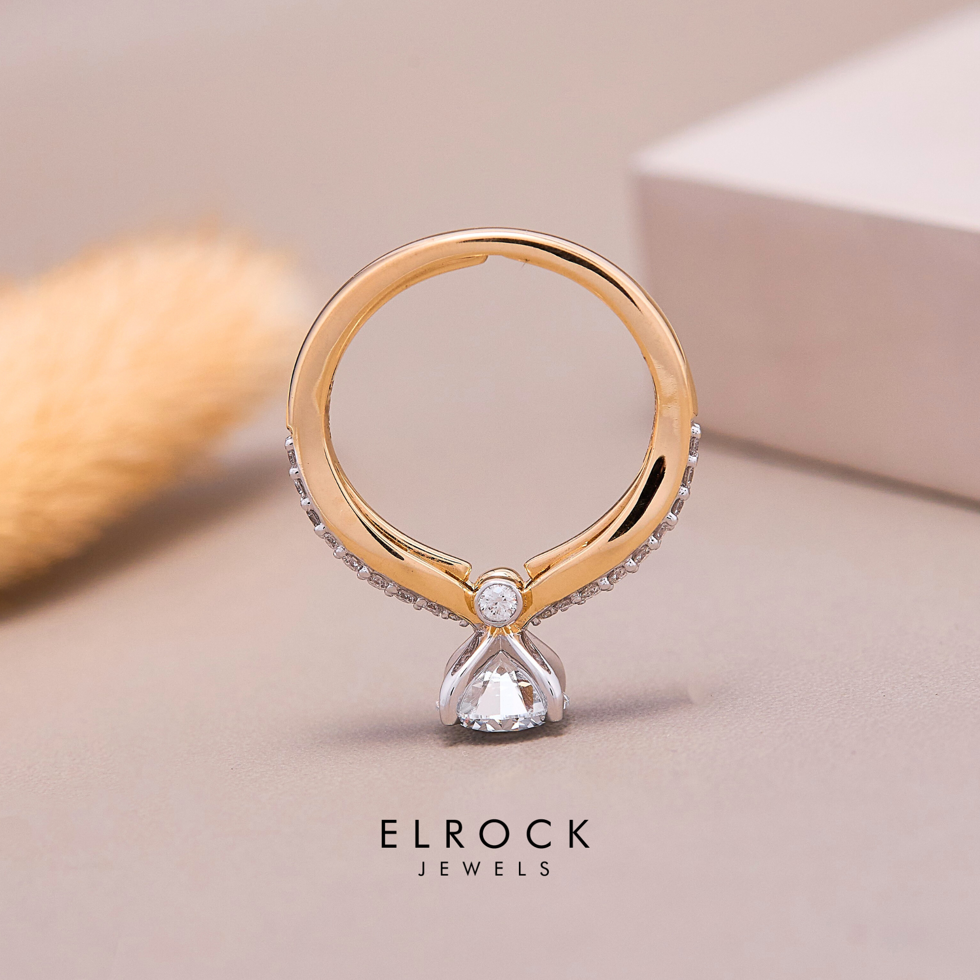 14K Solid Gold Round Cut Women's Engagement Ring