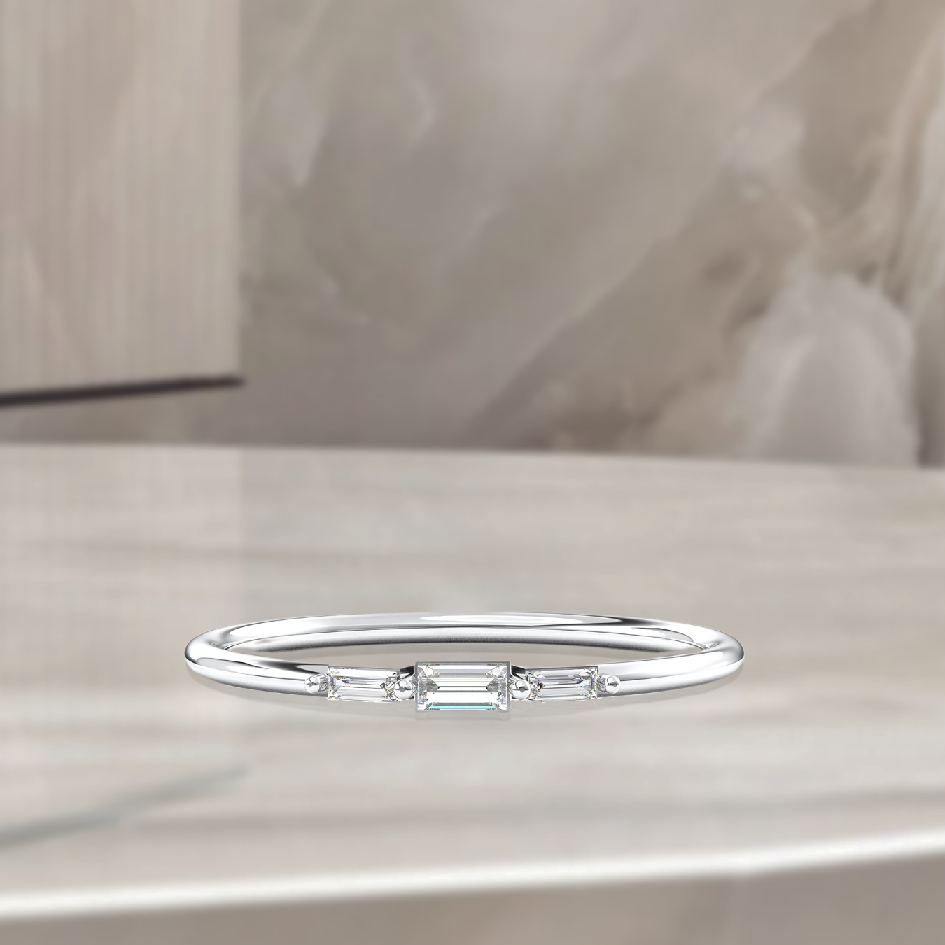 Baguette Diamond Ring | Dainty Gold Ring |14K Solid Gold Ring