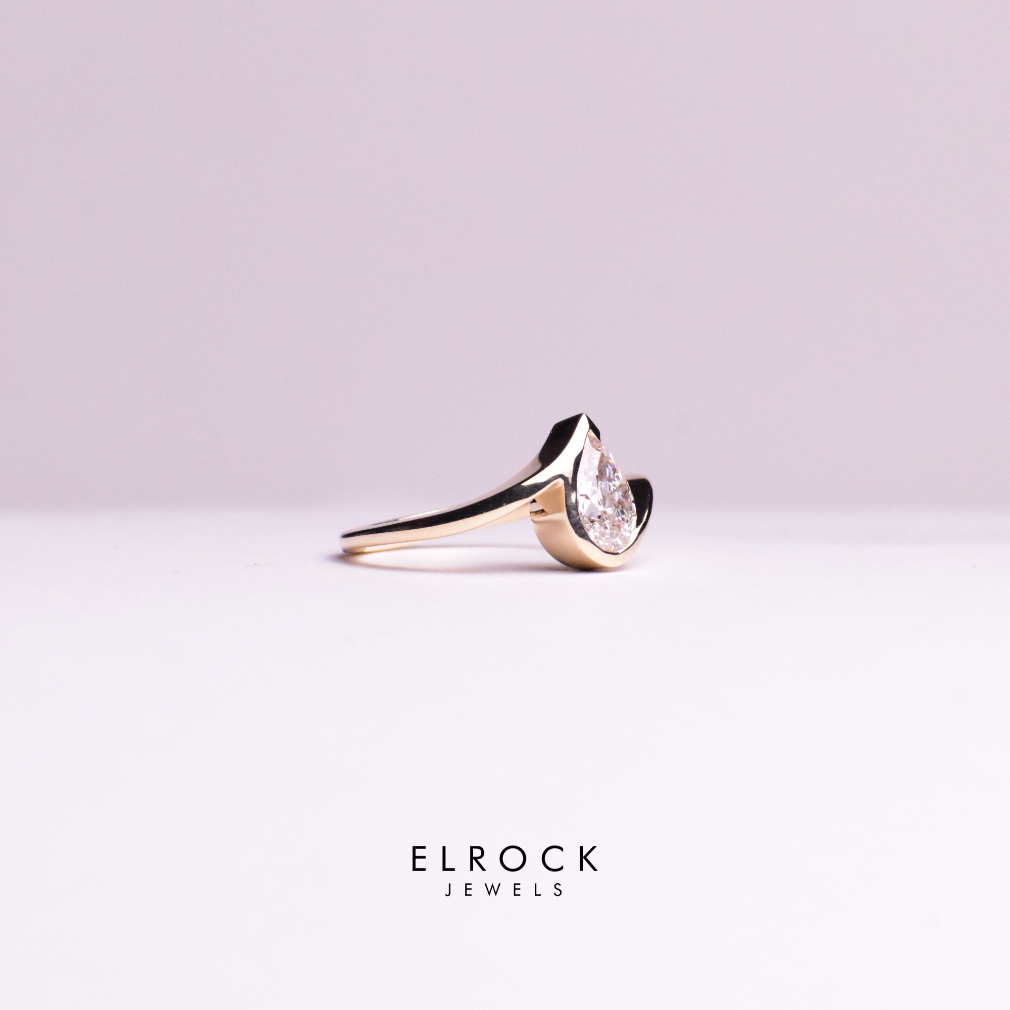 14K Gold Pear Cut Lab Grown Diamond Engagement Ring