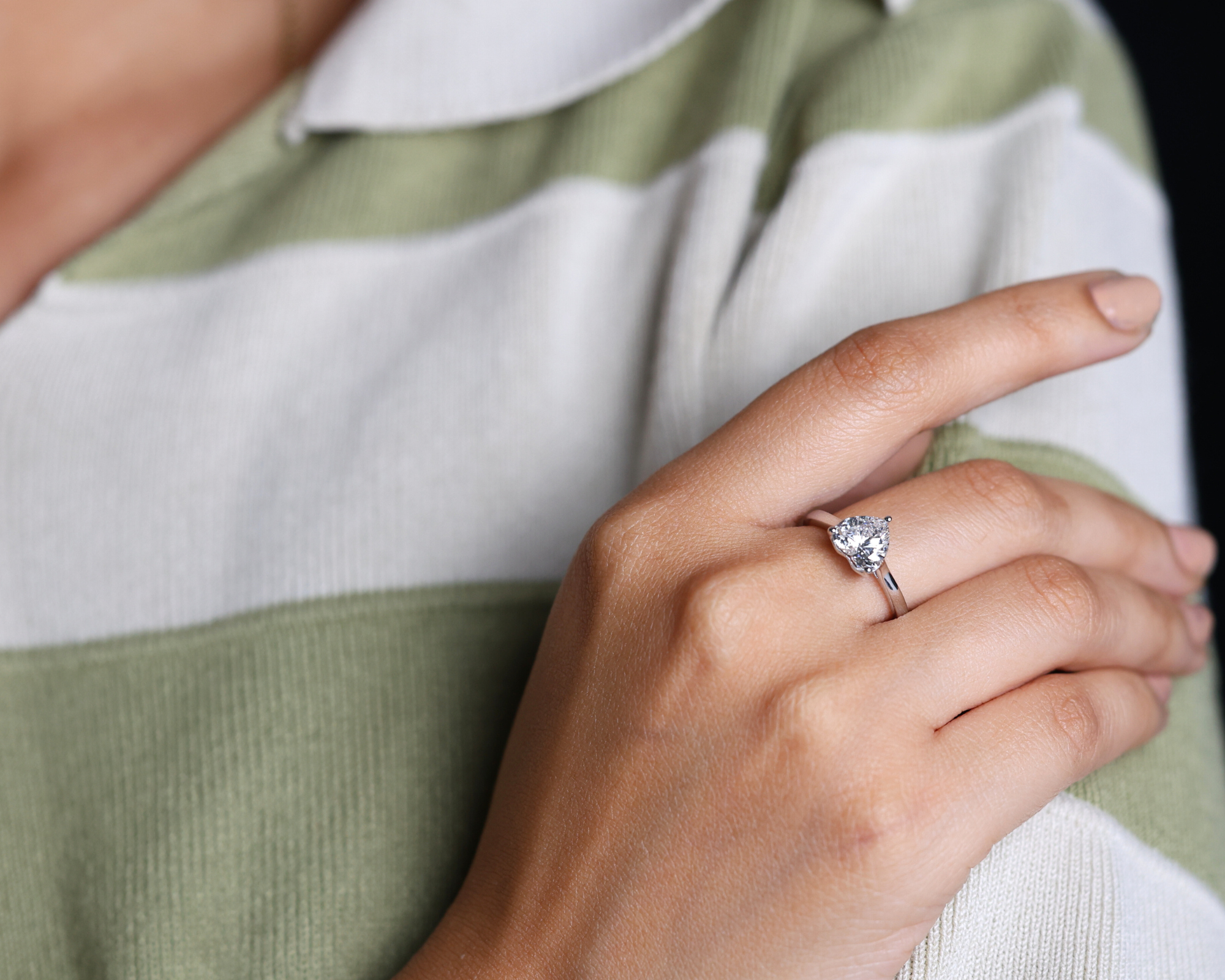 14K Gold Solitaire Heart Shaped Diamond Engagement Ring