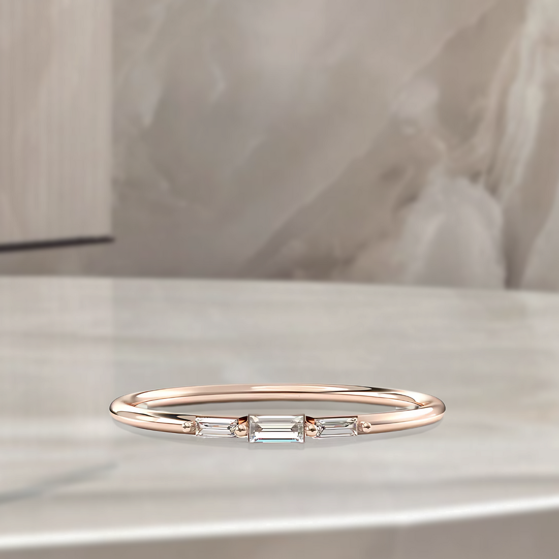 Baguette Diamond Ring | Dainty Gold Ring |14K Solid Gold Ring