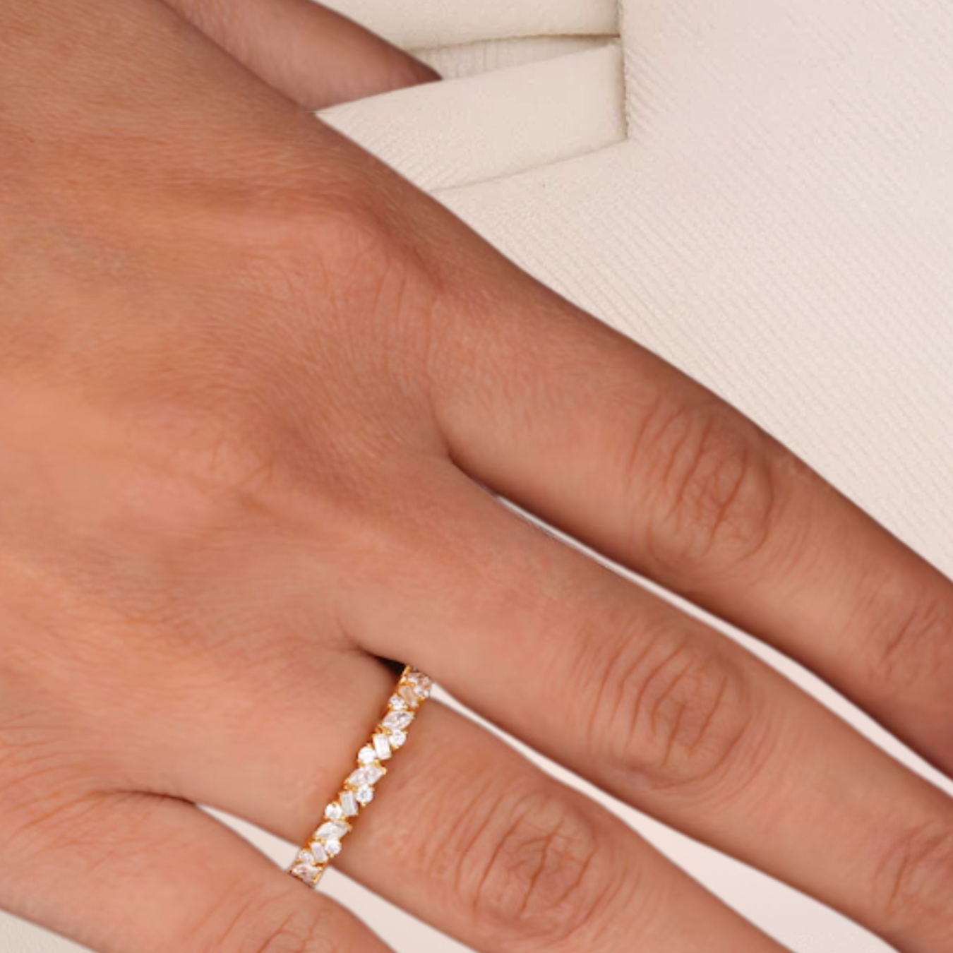 14K Gold Multi Shape Lab grown Diamond Full Eternity Wedding Band Ring For Her