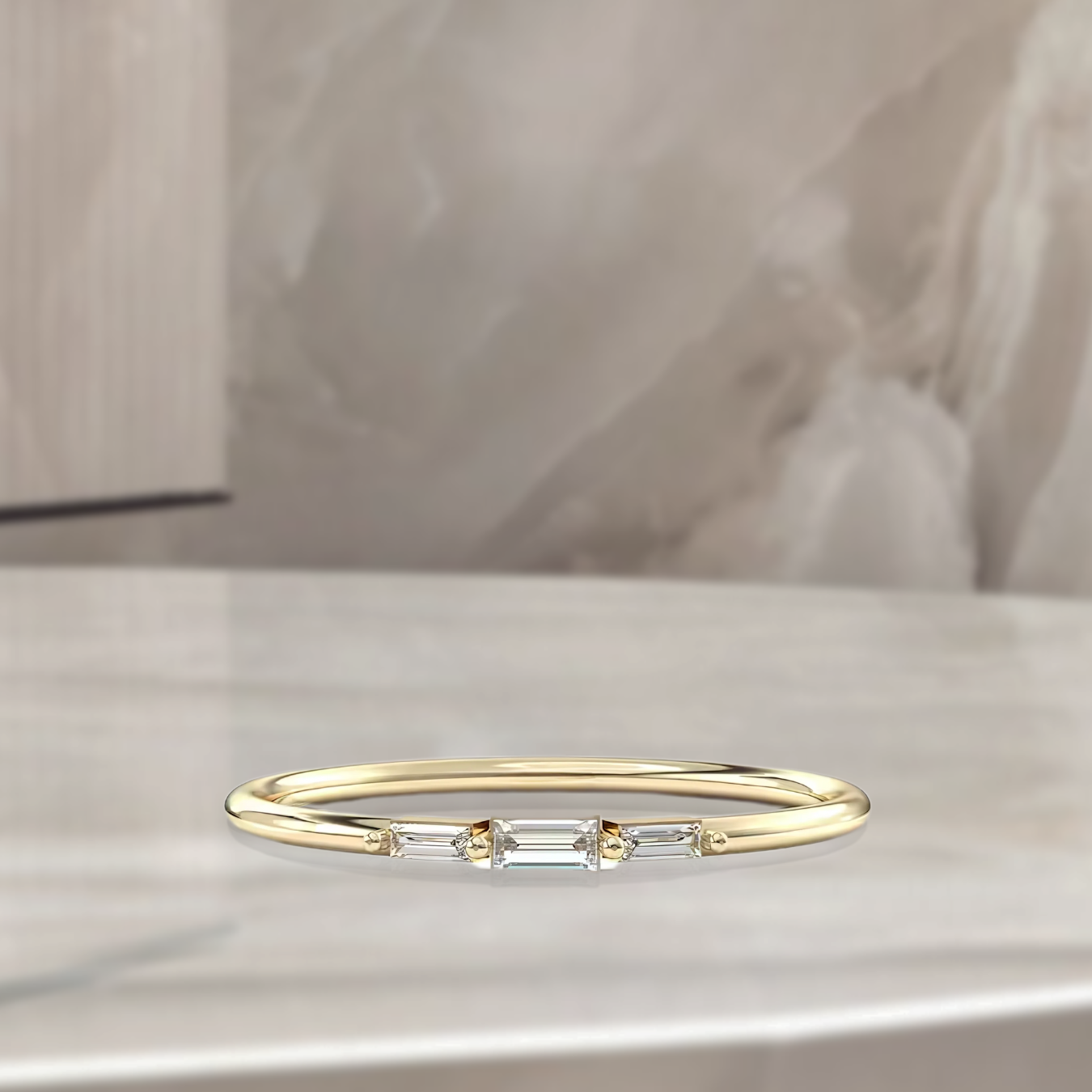 Baguette Diamond Ring | Dainty Gold Ring |14K Solid Gold Ring
