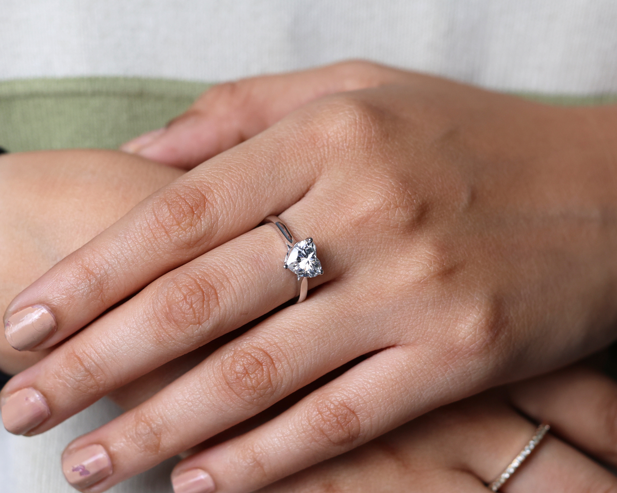 14K Gold Solitaire Heart Shaped Diamond Engagement Ring