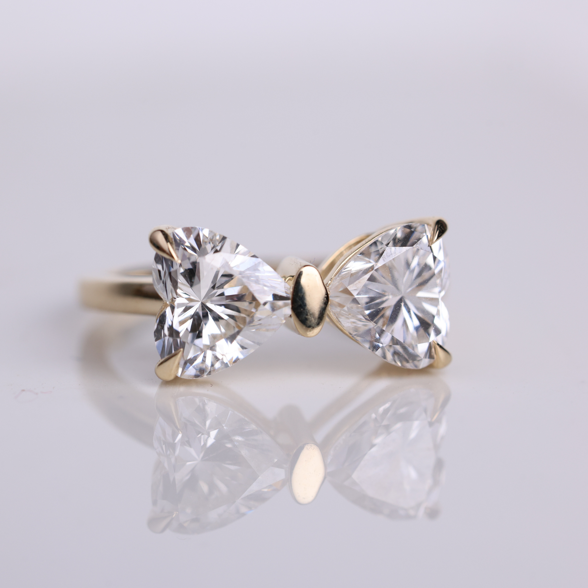14K Gold Amazing Bow Heart Shape Lab Grown Diamond Ring