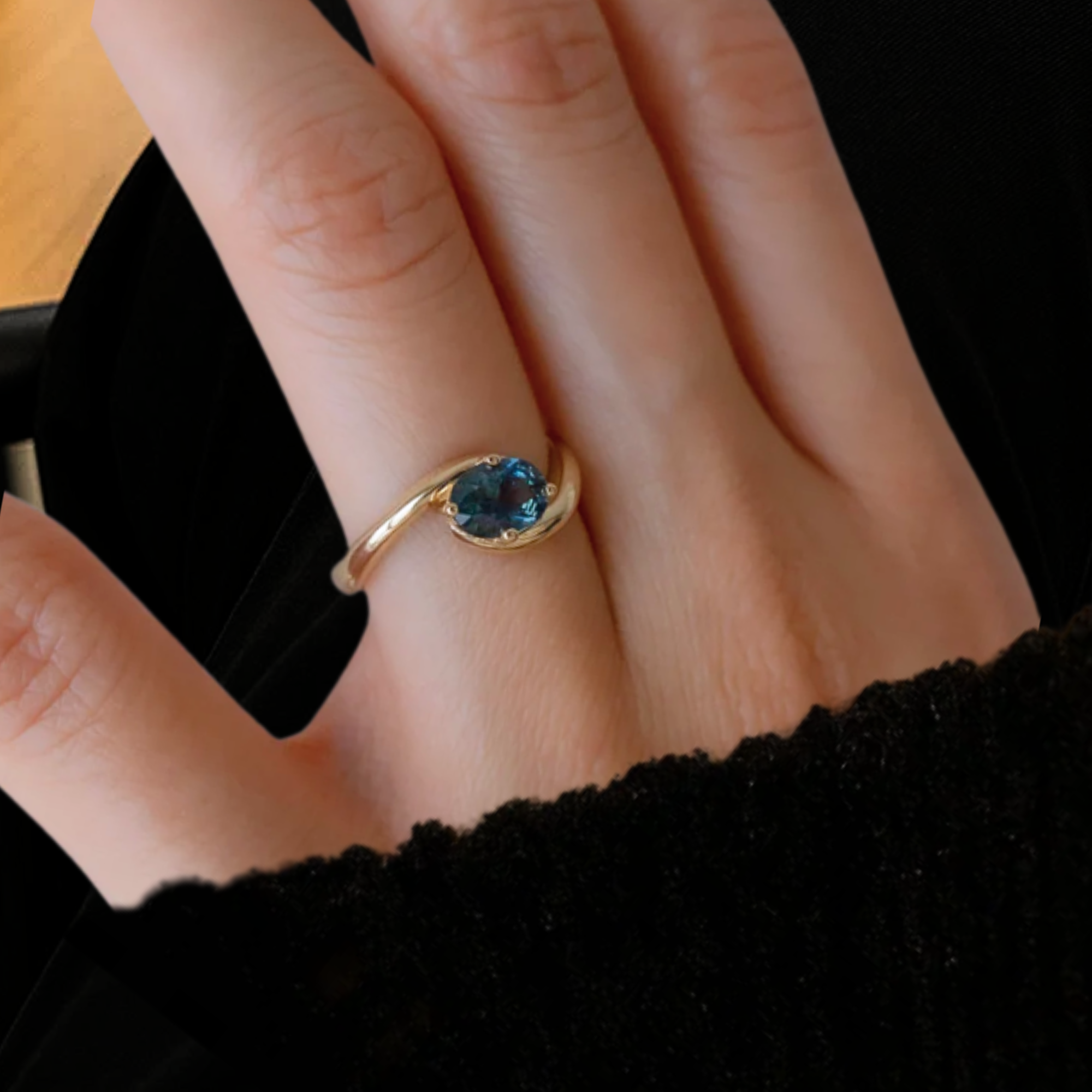 14K Blue Sapphire Engagement Ring