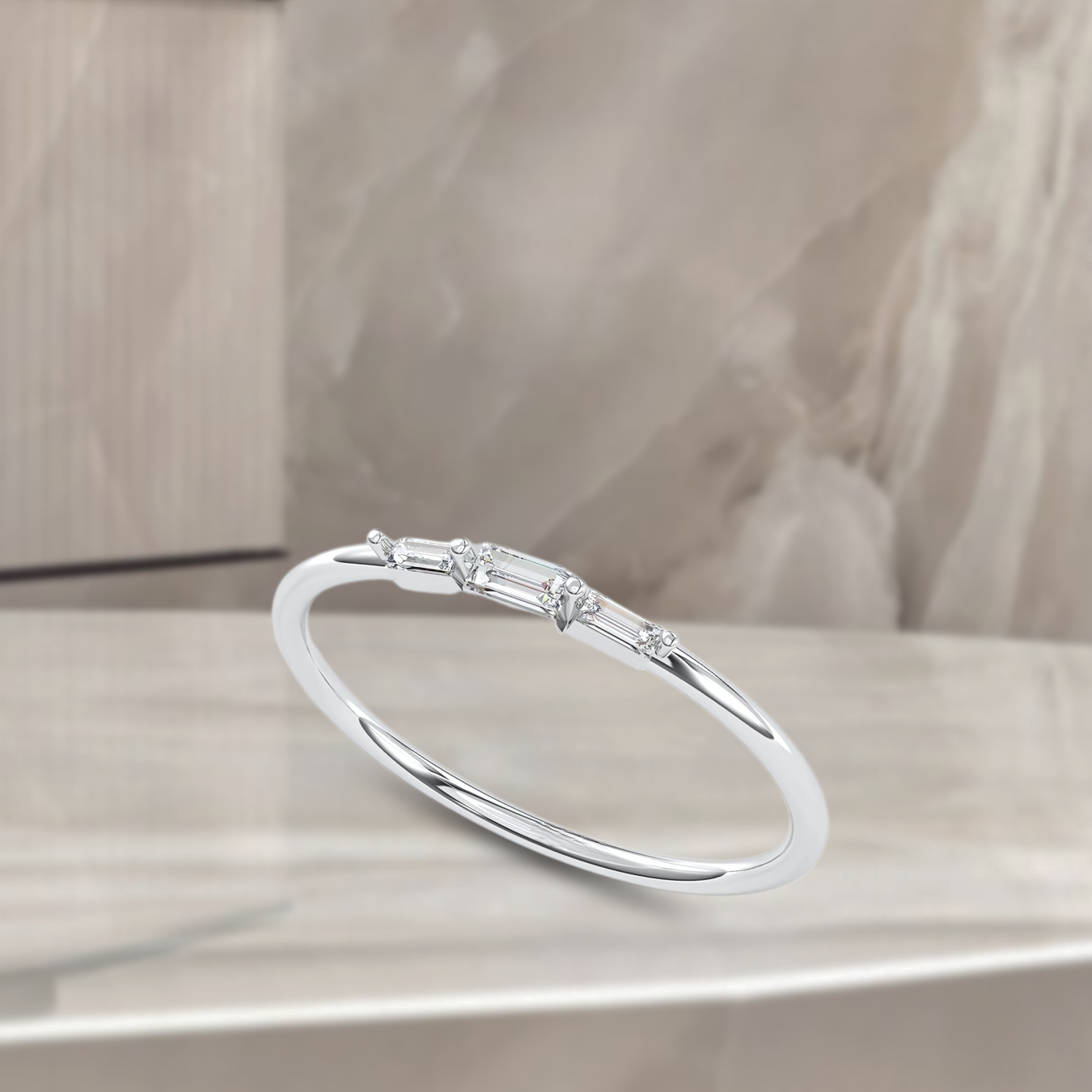 Baguette Diamond Ring | Dainty Gold Ring |14K Solid Gold Ring