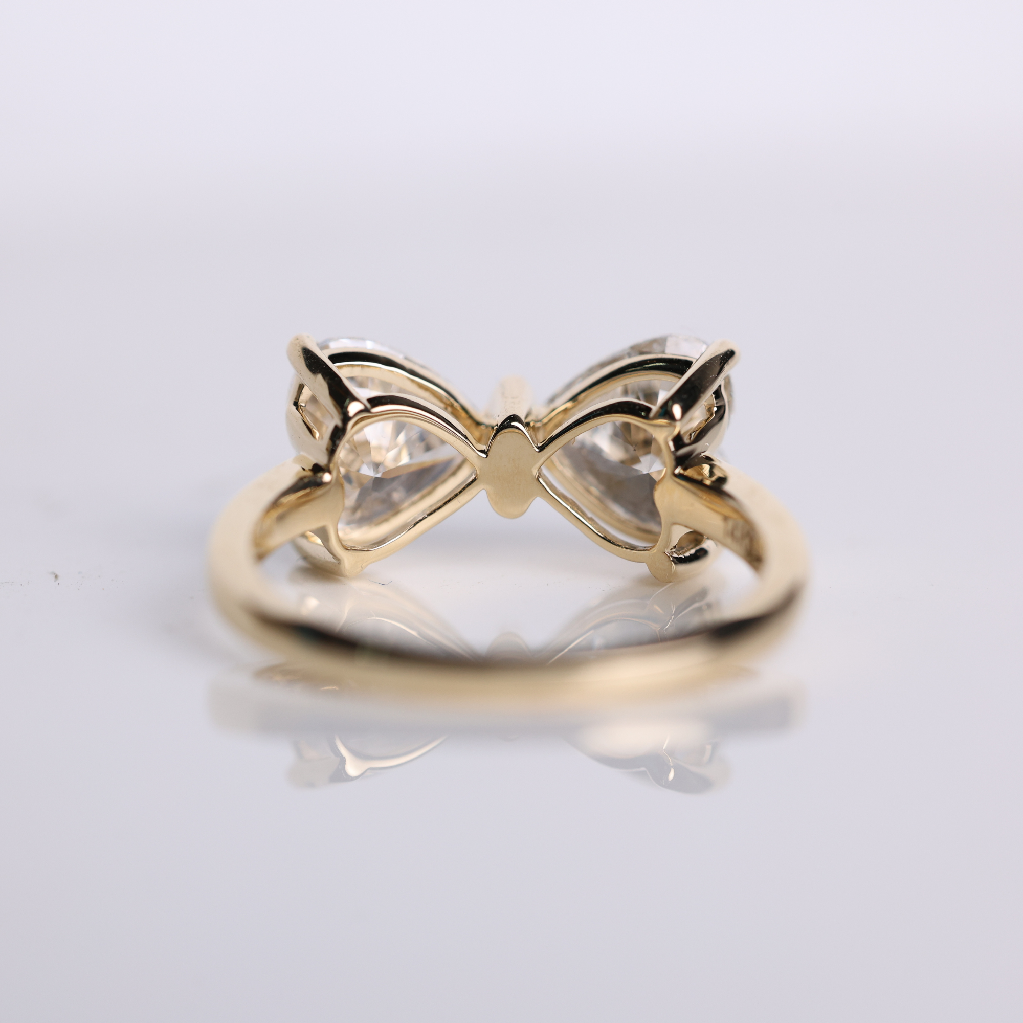 14K Gold Amazing Bow Heart Shape Lab Grown Diamond Ring