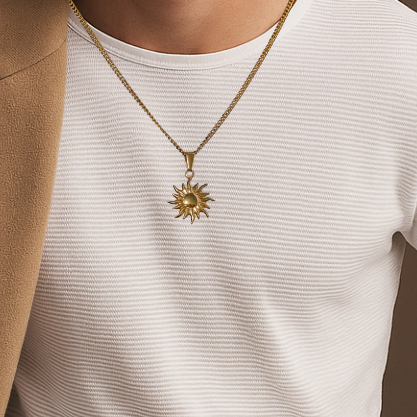 Gold Sun Pendant Necklace Mans Pendant